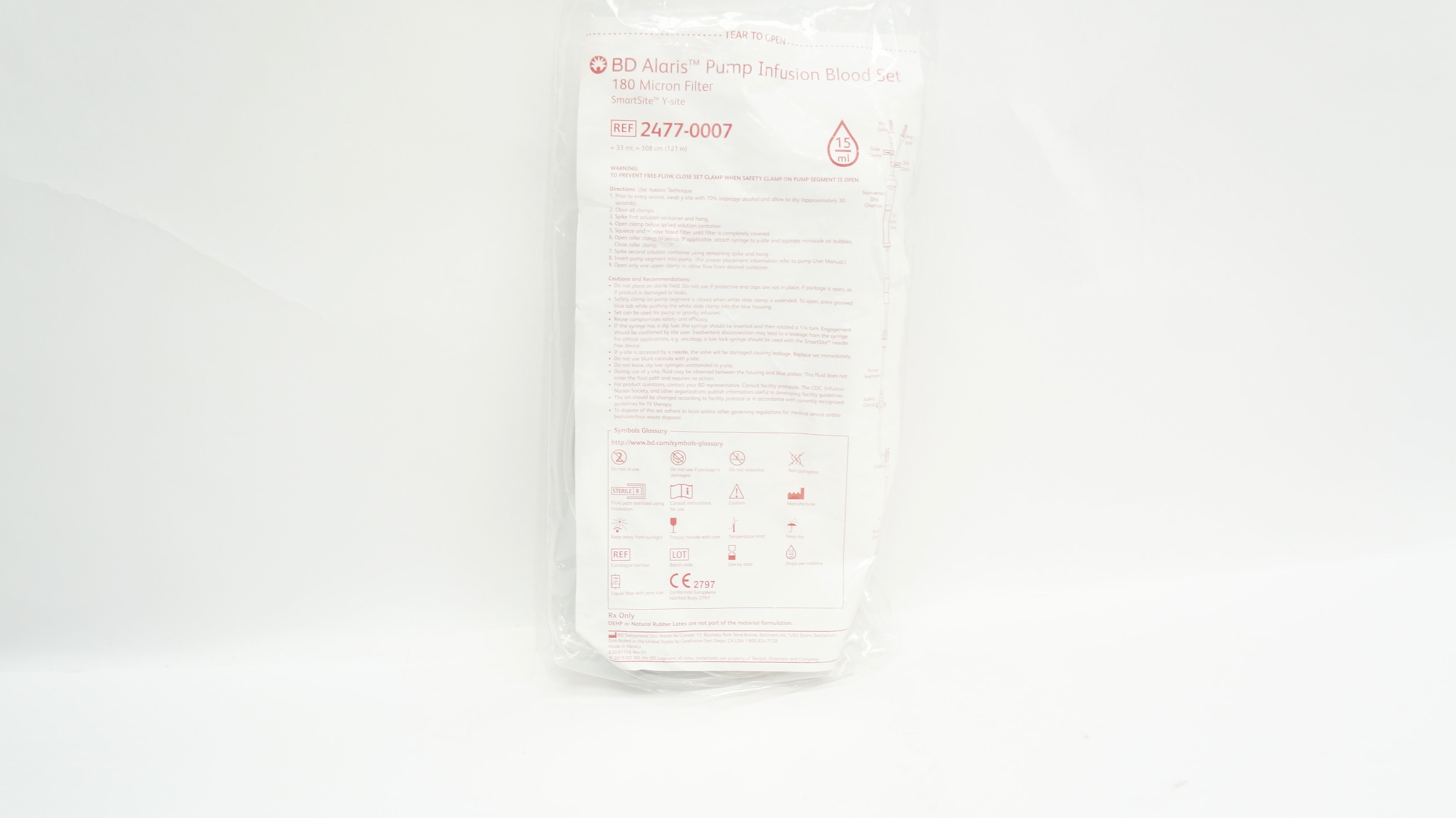 BD 2477-0007 Alaris Pump Infusion Blood Set 180 Micron Filter 15ml (x)