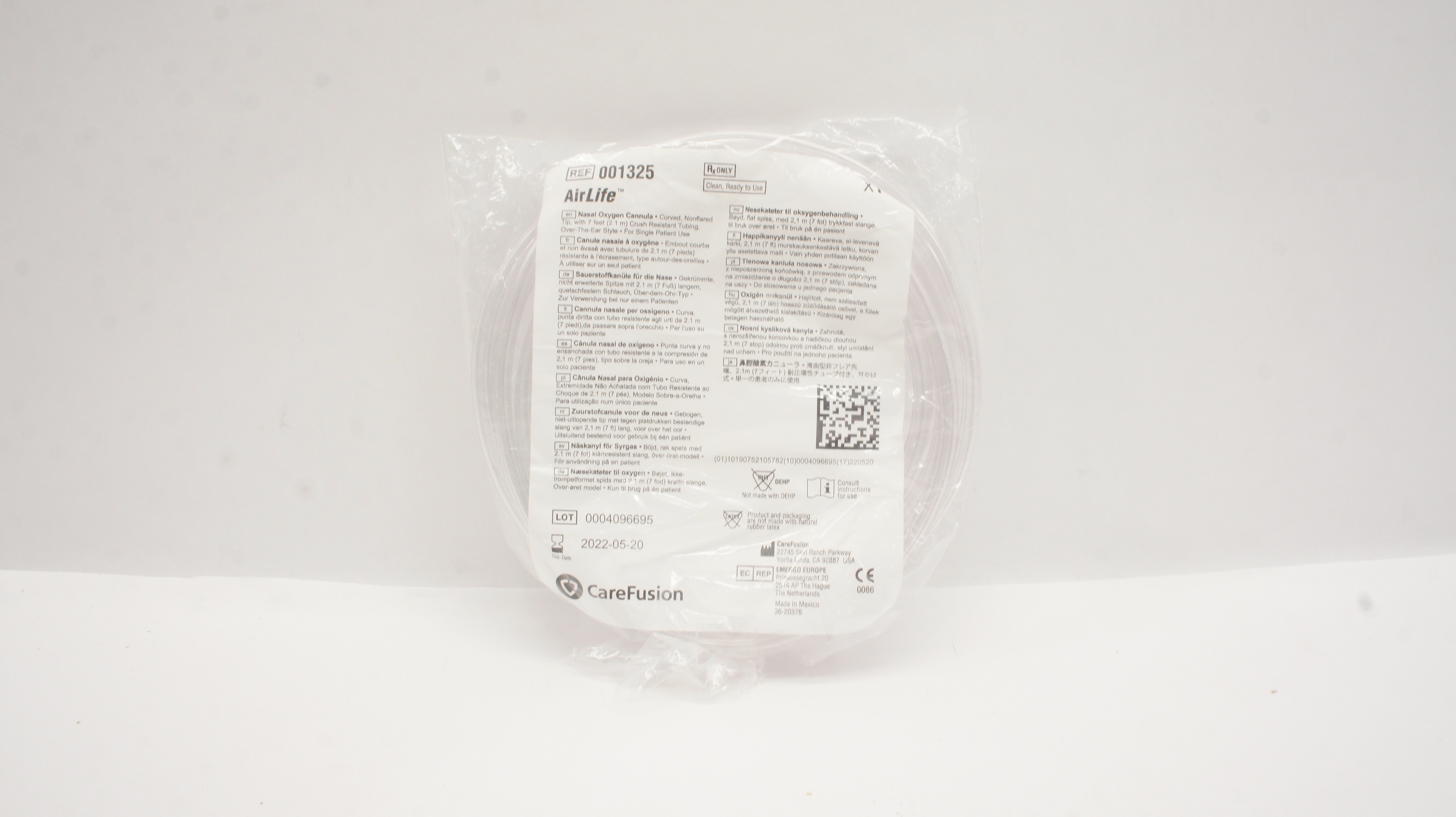 CareFusion 001325 AirLife Nasal Oxygen Cannula w/ Crush Resistant Tubing 7ft(x)