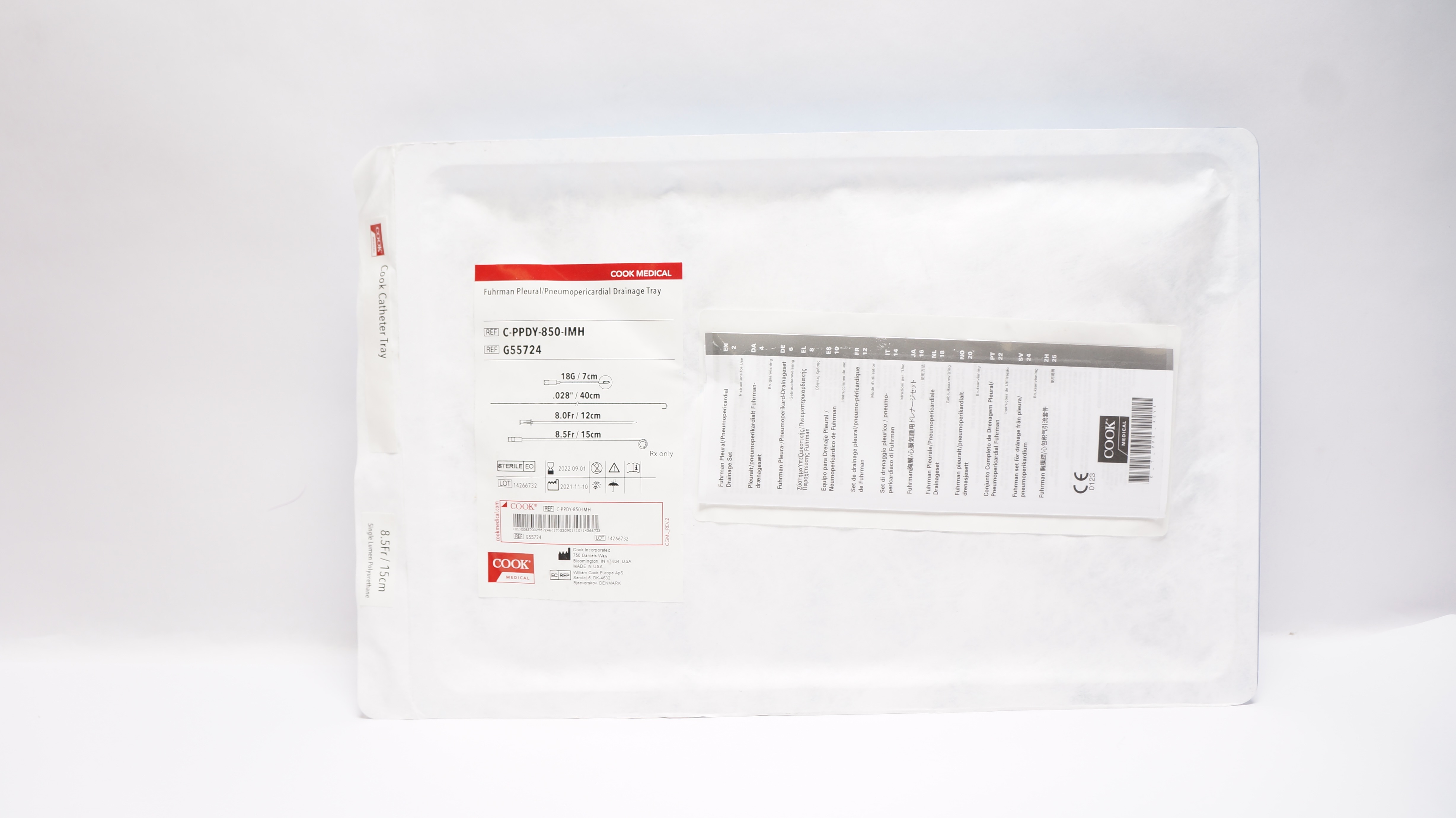 Cook Medical G55724 Fuhrman Pleural/Pneumopericardial Drainage Tray 18G/7cm (x)