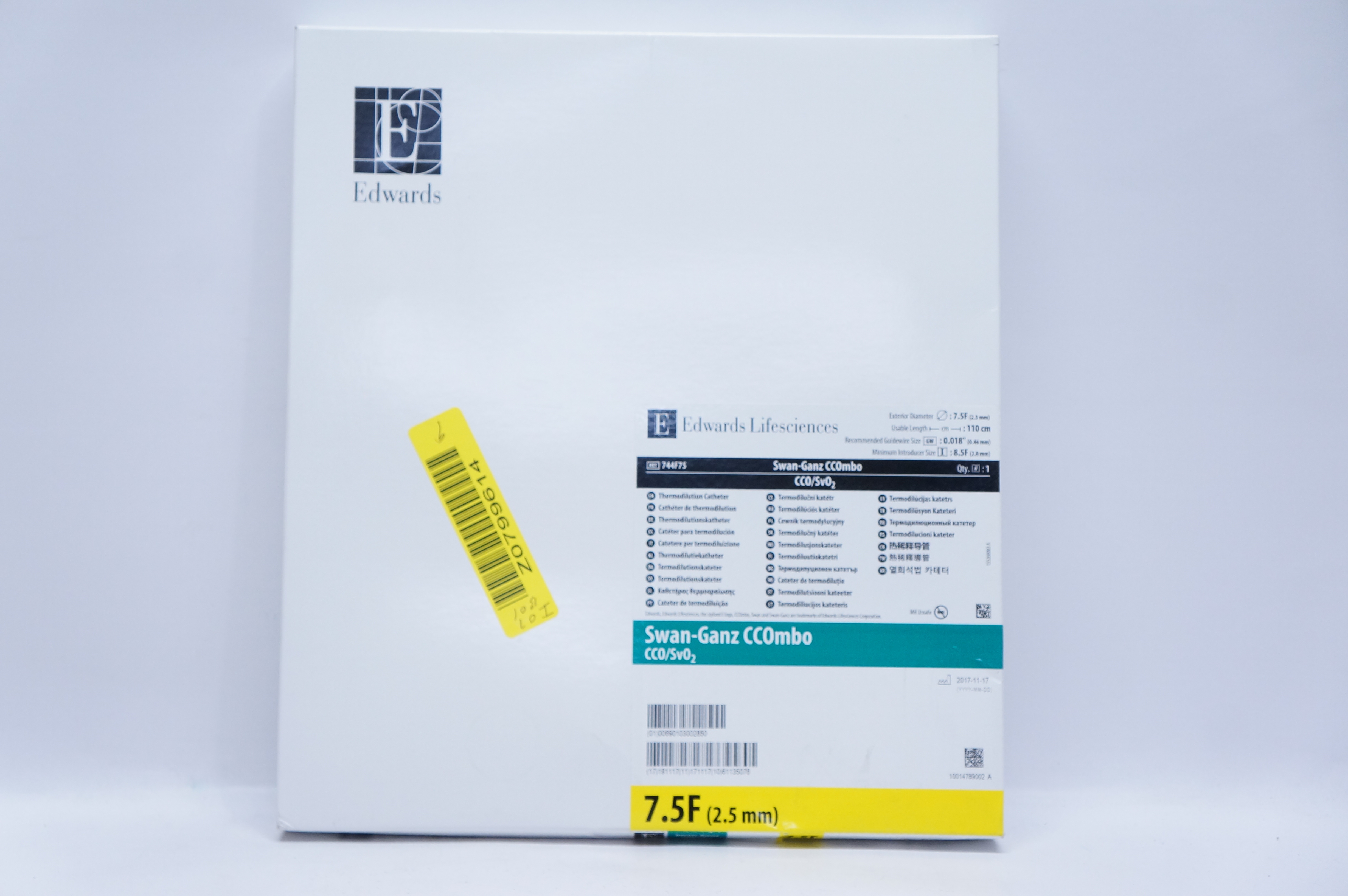 Edwards Lifesciences 744F75 Swan-Ganz CCOmbo CCO/SvO2 7.5F x 110cm