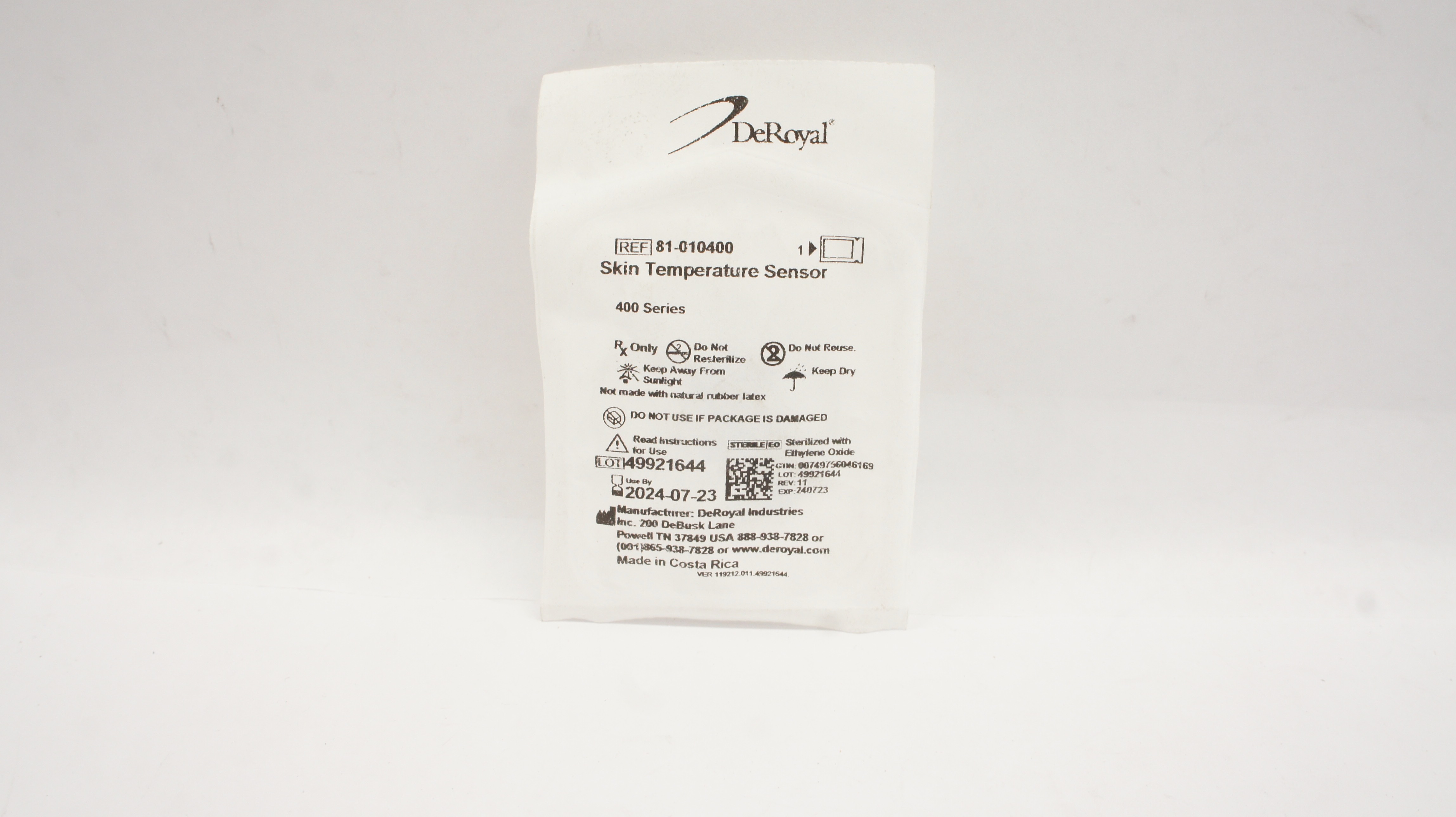 DeRoyal 81-010400 Skin Temperature Sensor 400 Series