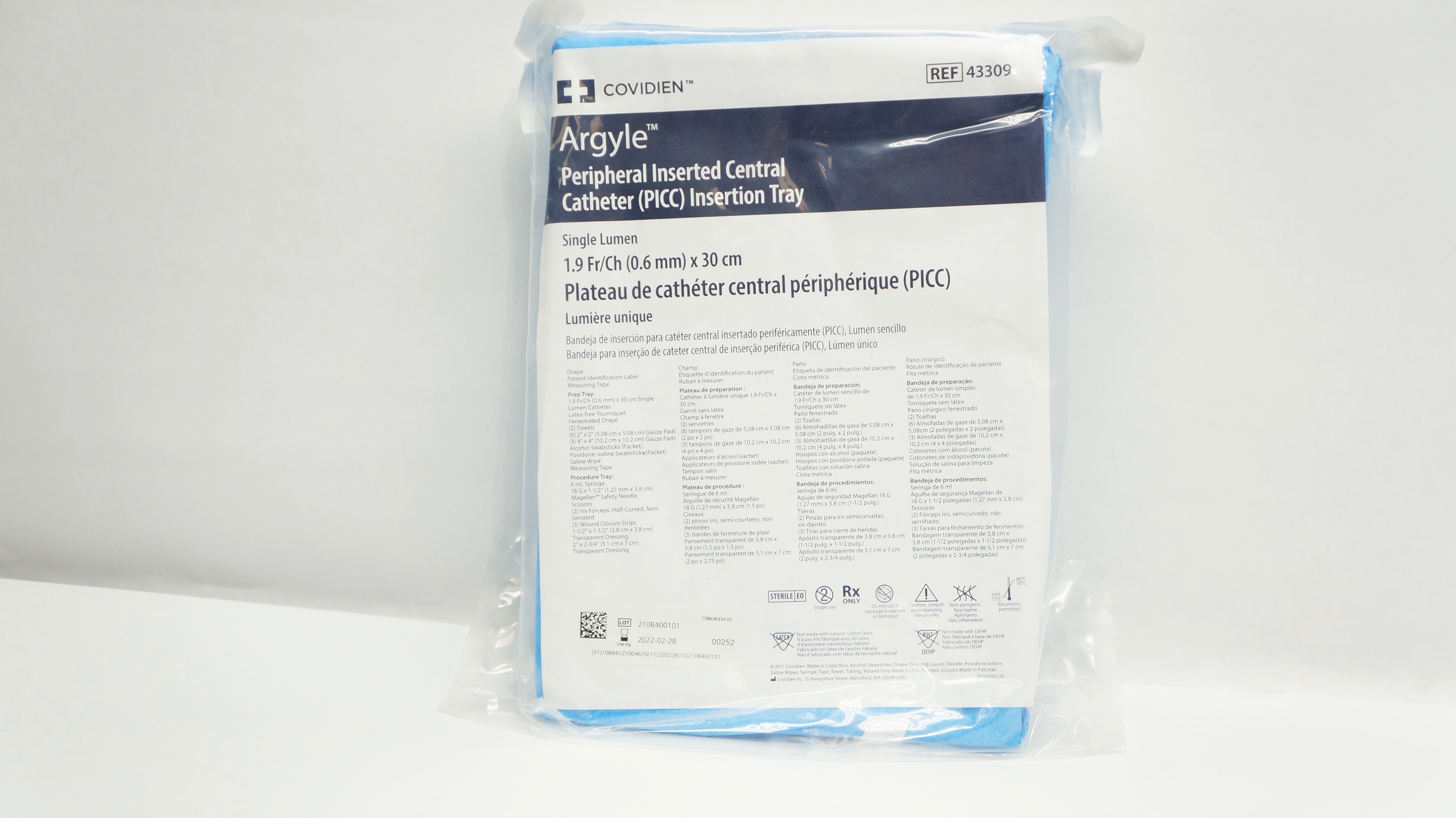 Covidien 43309 Peripheral Inserted Central Cath. Insertion Tray 1.9Fr x 30cm (x)