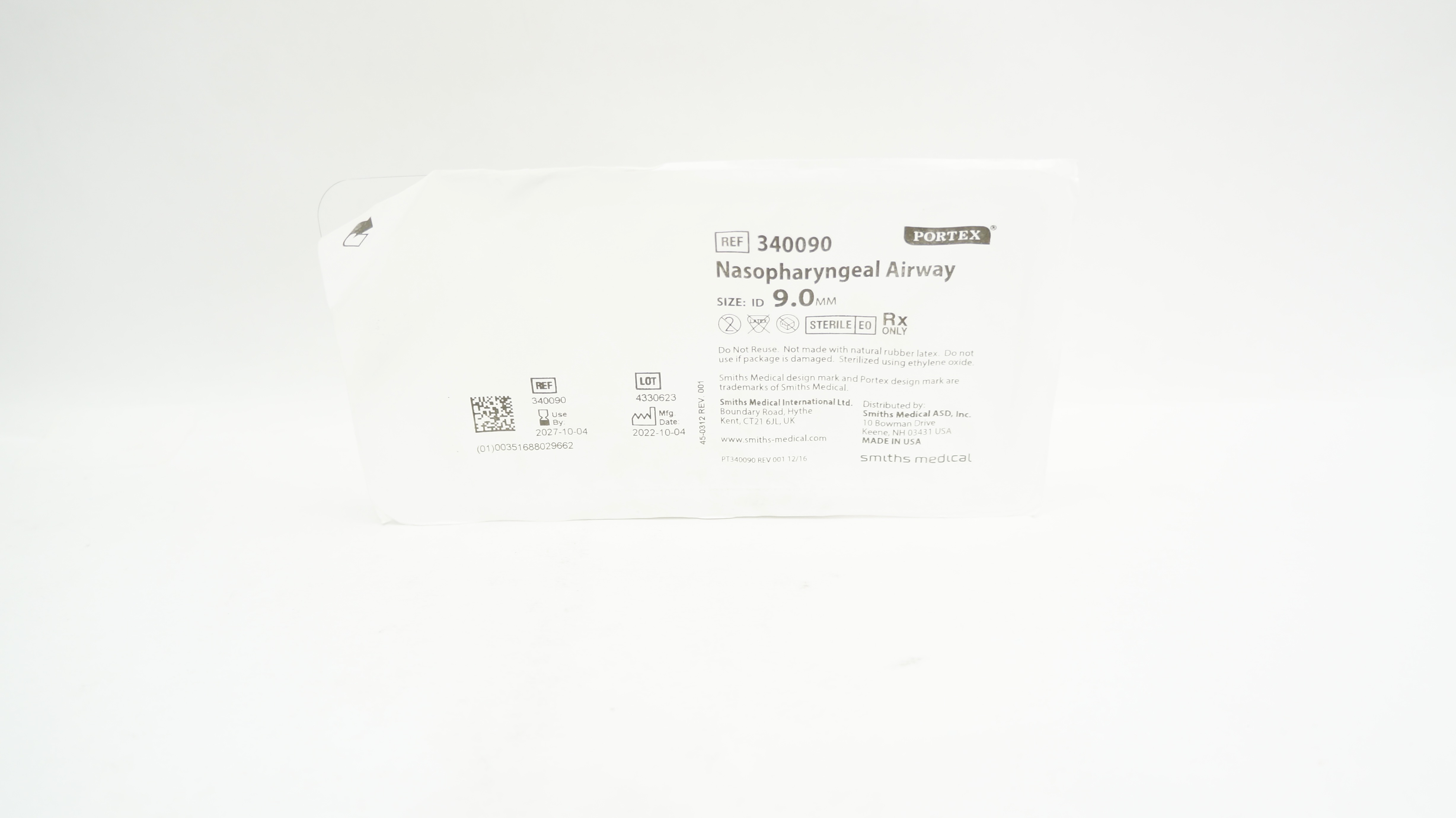 Smiths Medical 340090 Portex Nasopharyngeal Airway Size 9.0mm ID