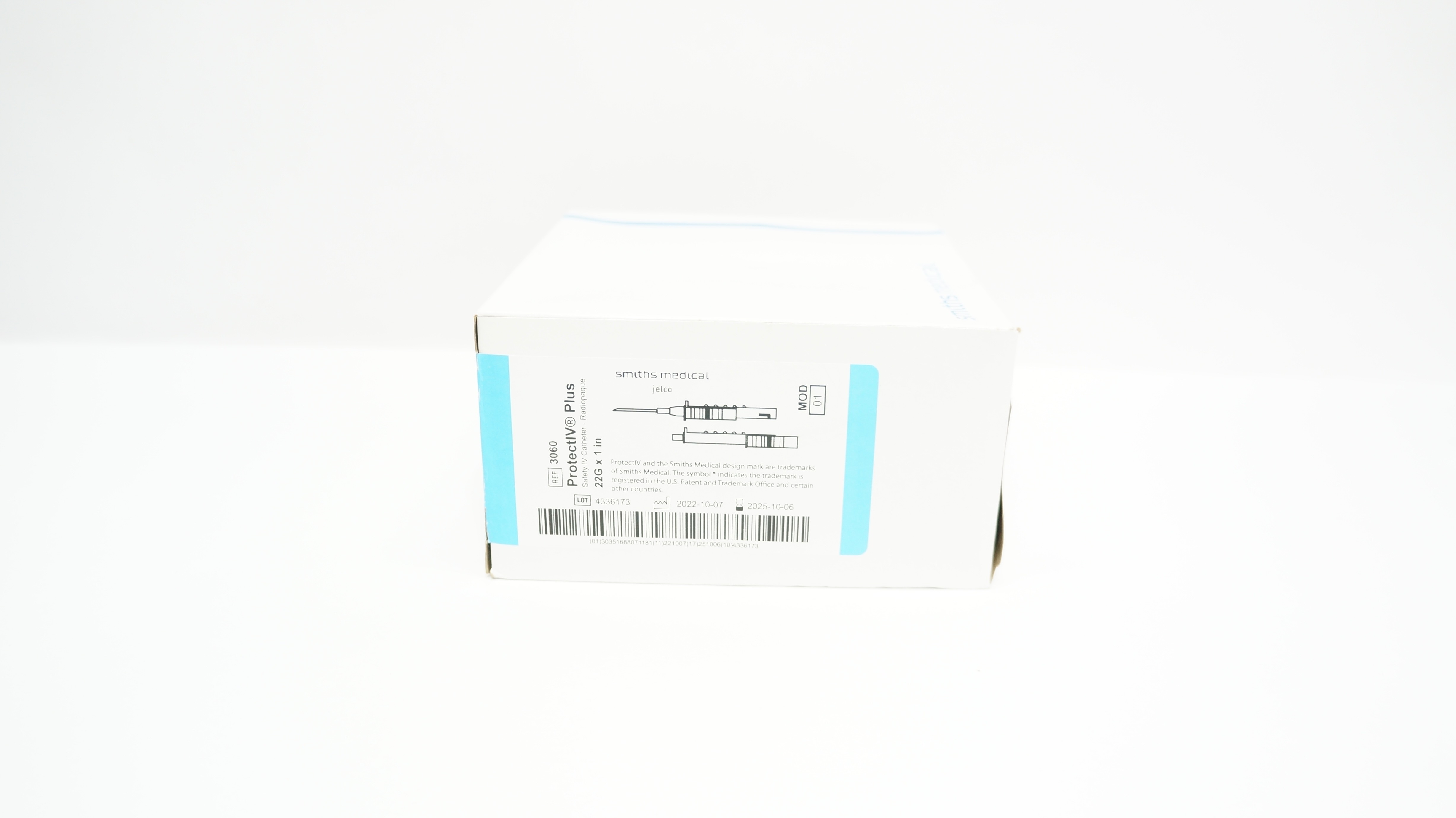 Smiths Medical 3060  ProtectIV  Safety Cath. 22G x 1inch 38ml/min - Box of 50