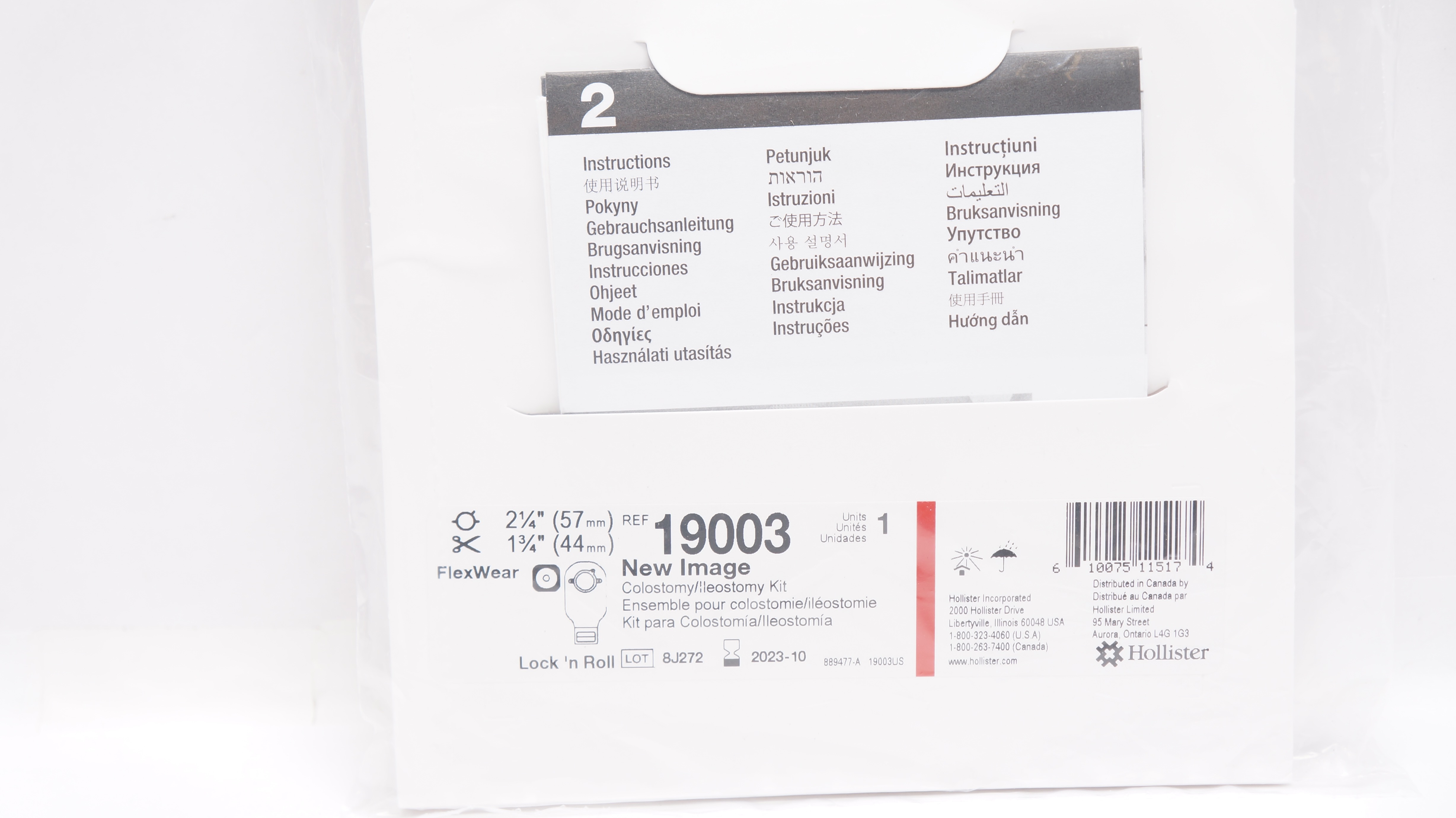 Hollister 19003 New Image FlexWear Colostomy/Ileostomy Kit 21/4 x 13