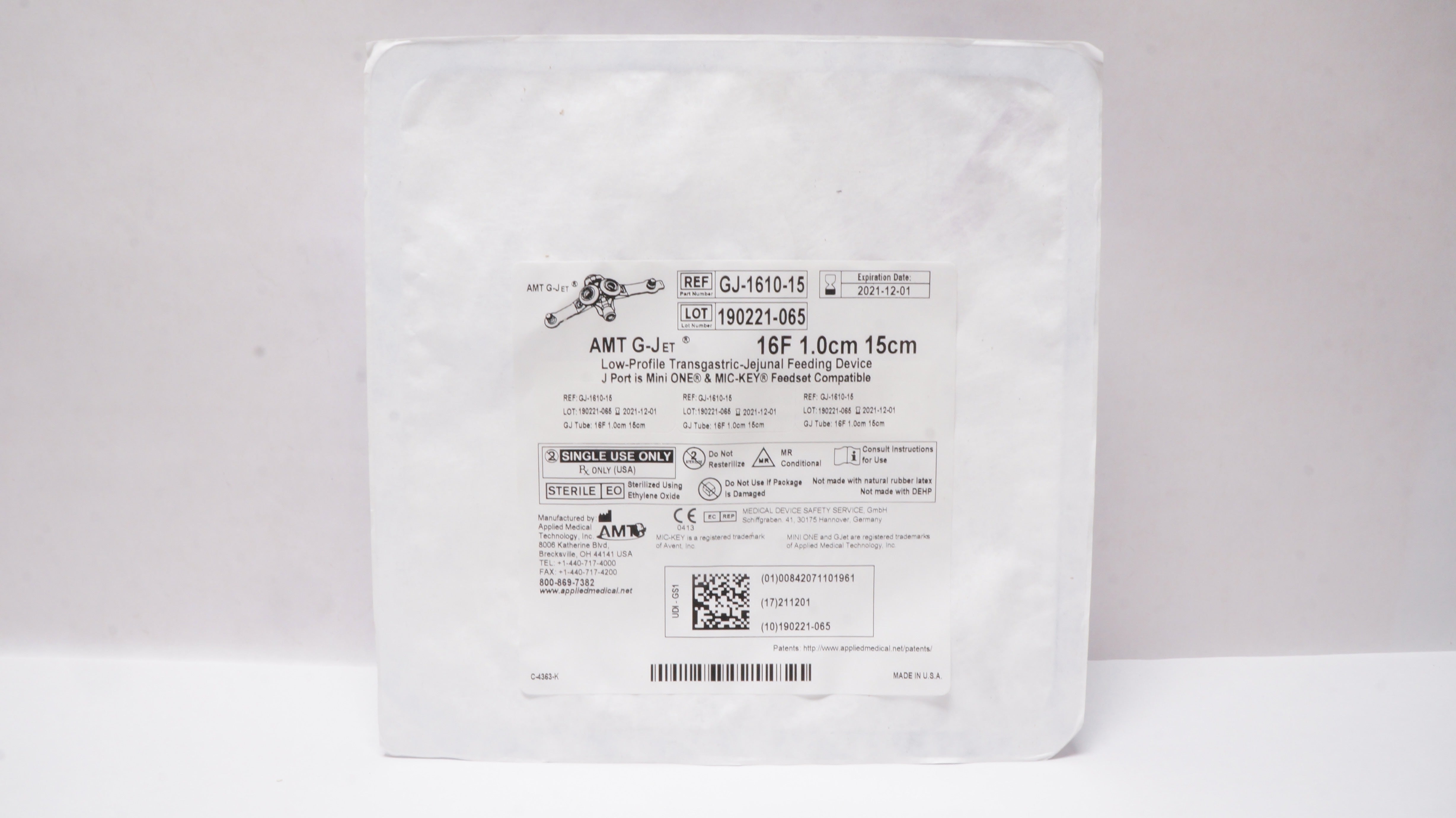 Applied Medical GJ-1610-15 Transgastric-Jejunal Feeding Device 16F 1.0cm 15cm(x)