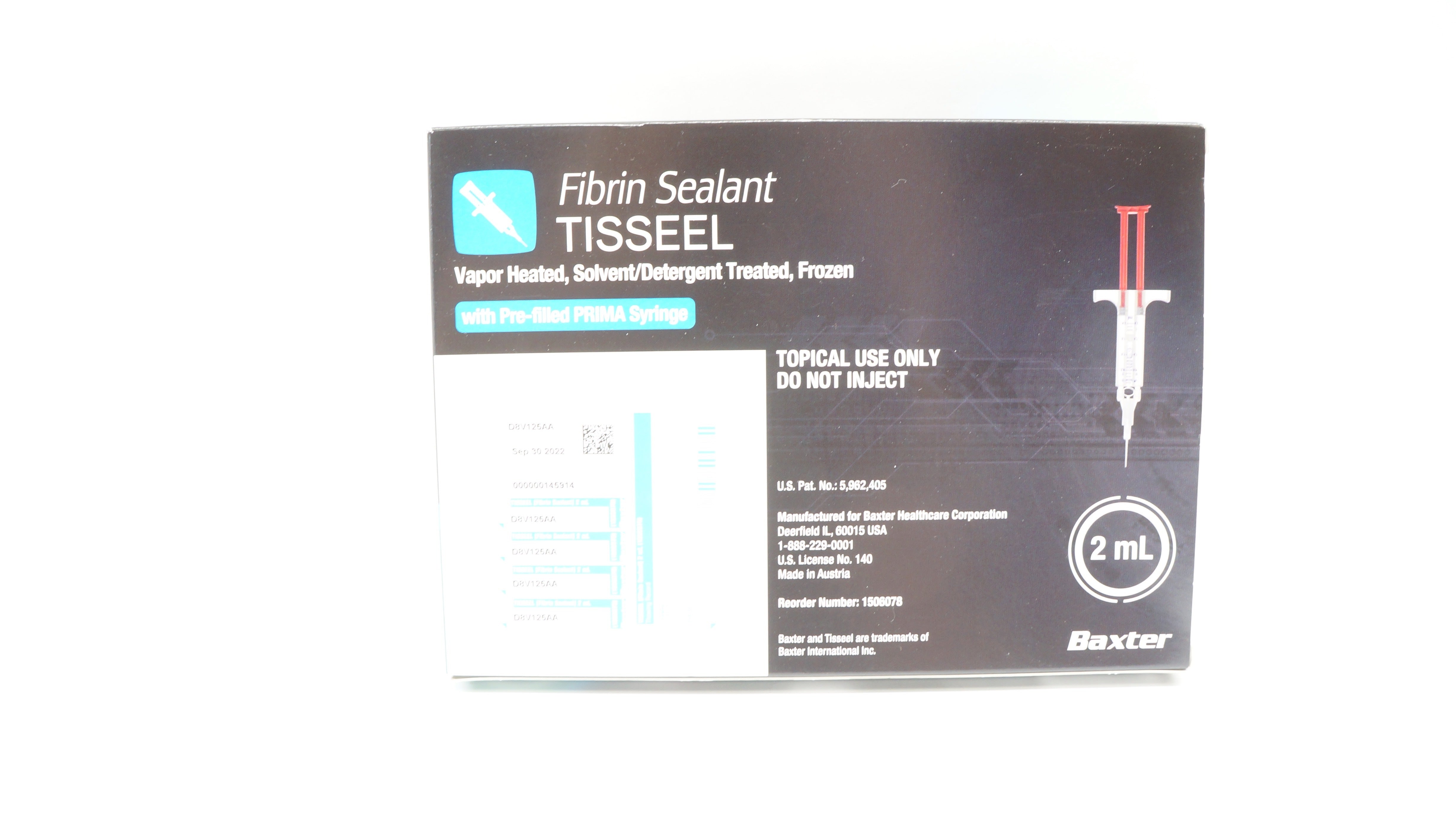 Baxter 1506078 Fibrin Sealant Tisseel 2ml (x)
