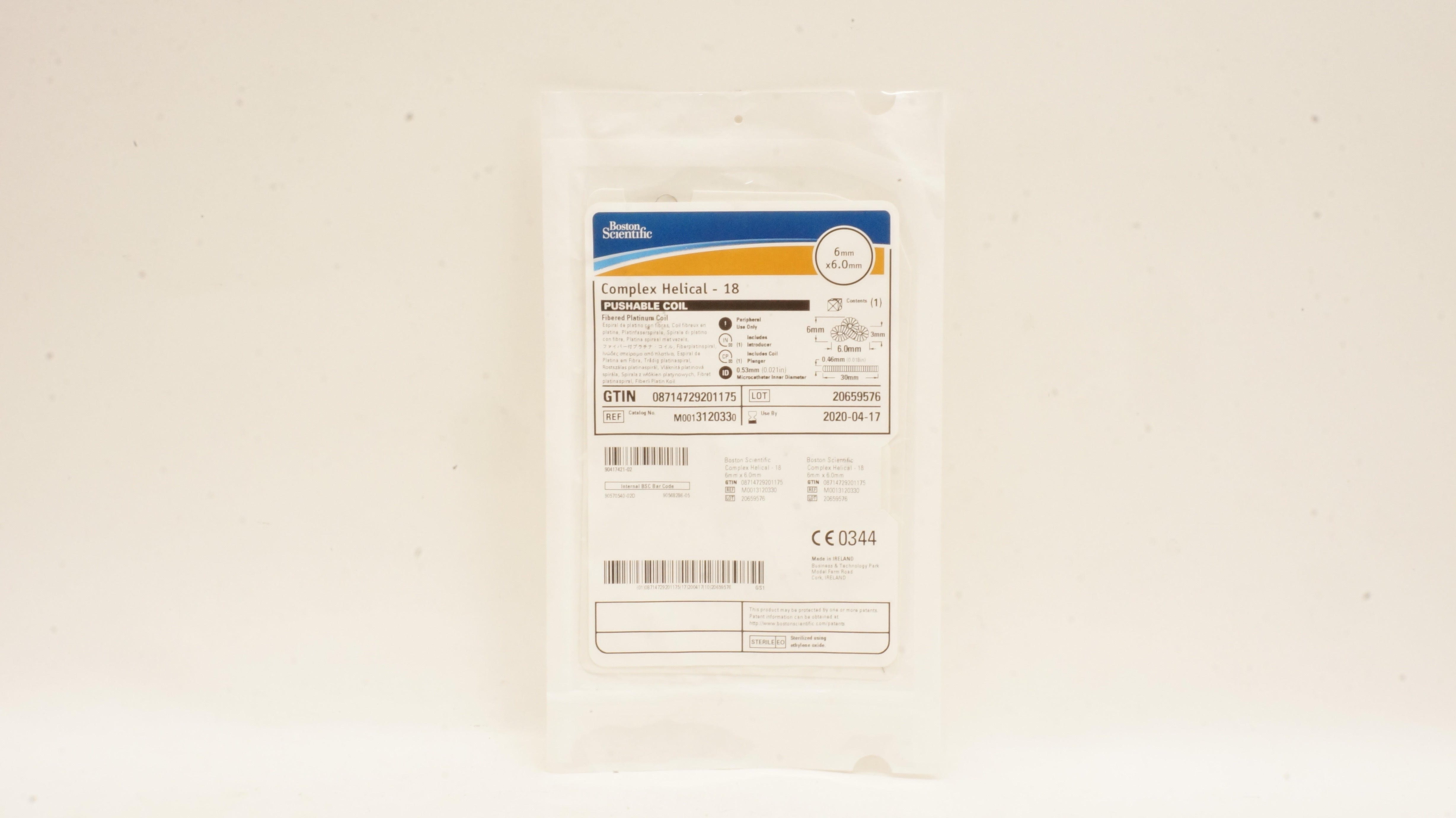 Boston Scientific M0013120330 Fibered Platinum Pushable Coil 6mm x 6.0mm (x)