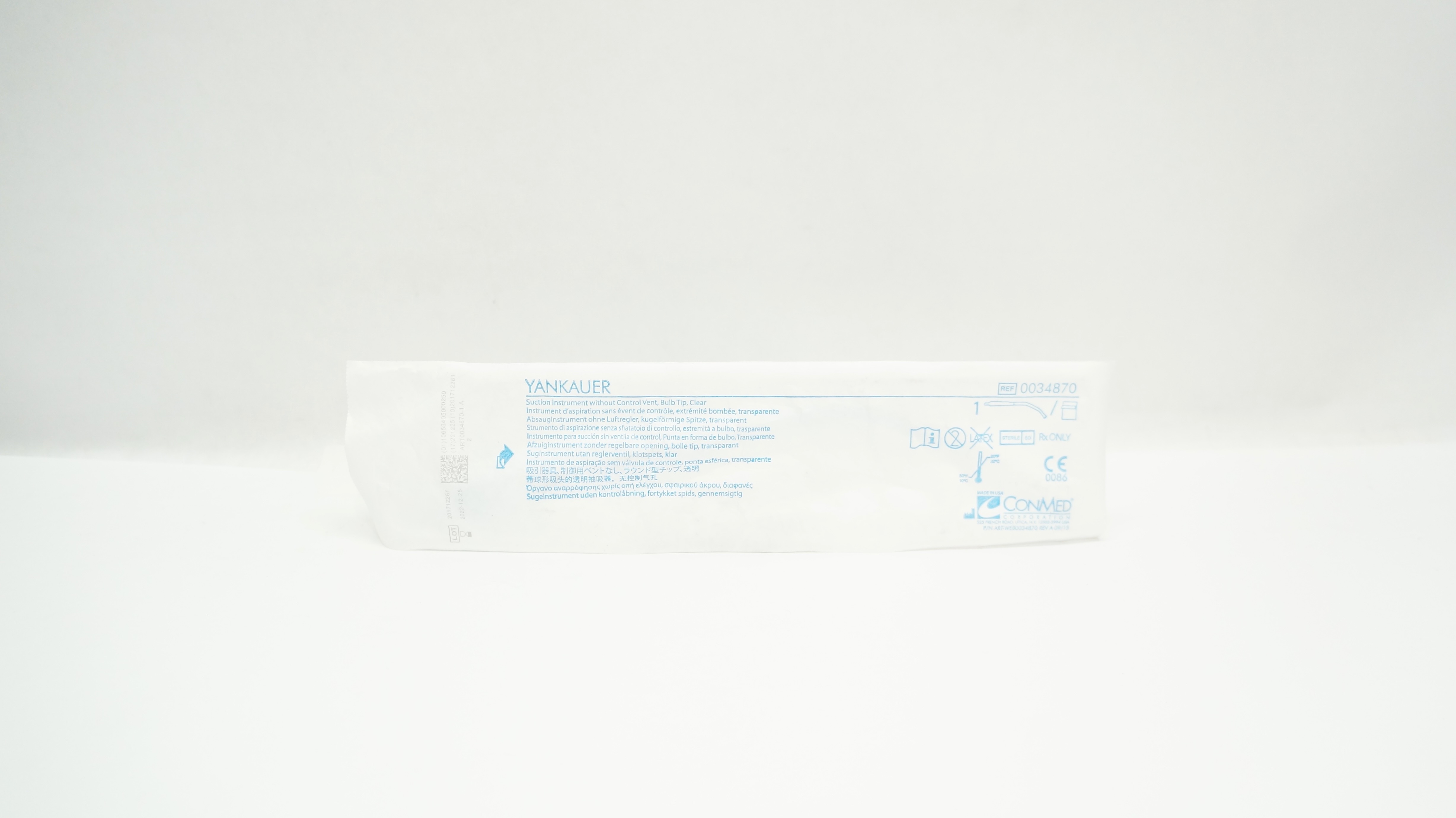ConMed 0034870 Yankauer, Suction Instrument No Control Vent Bulb Tip Clear (x)