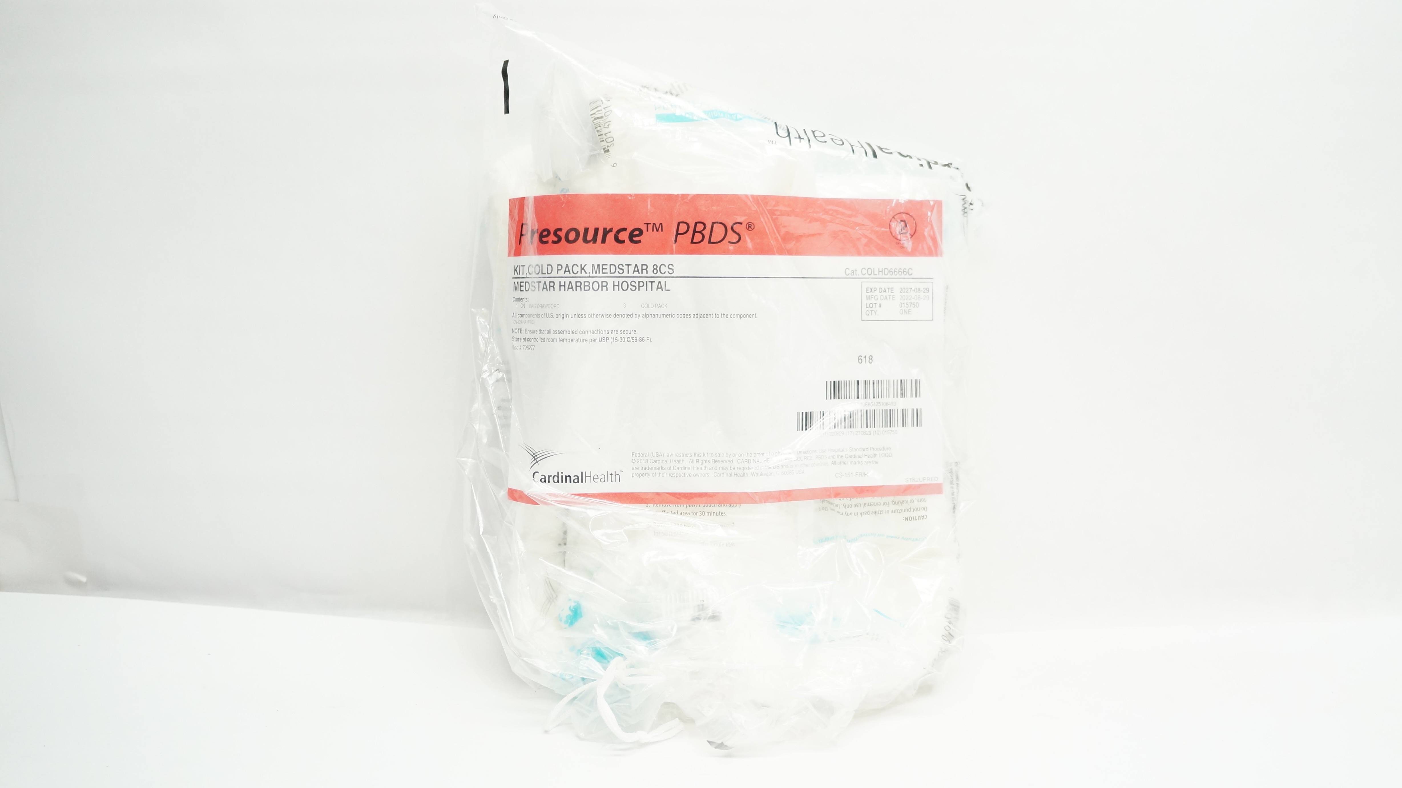 Cardinal Health COLHD6666C Presource PBDS Kit COld Pack. Medstar 8CS