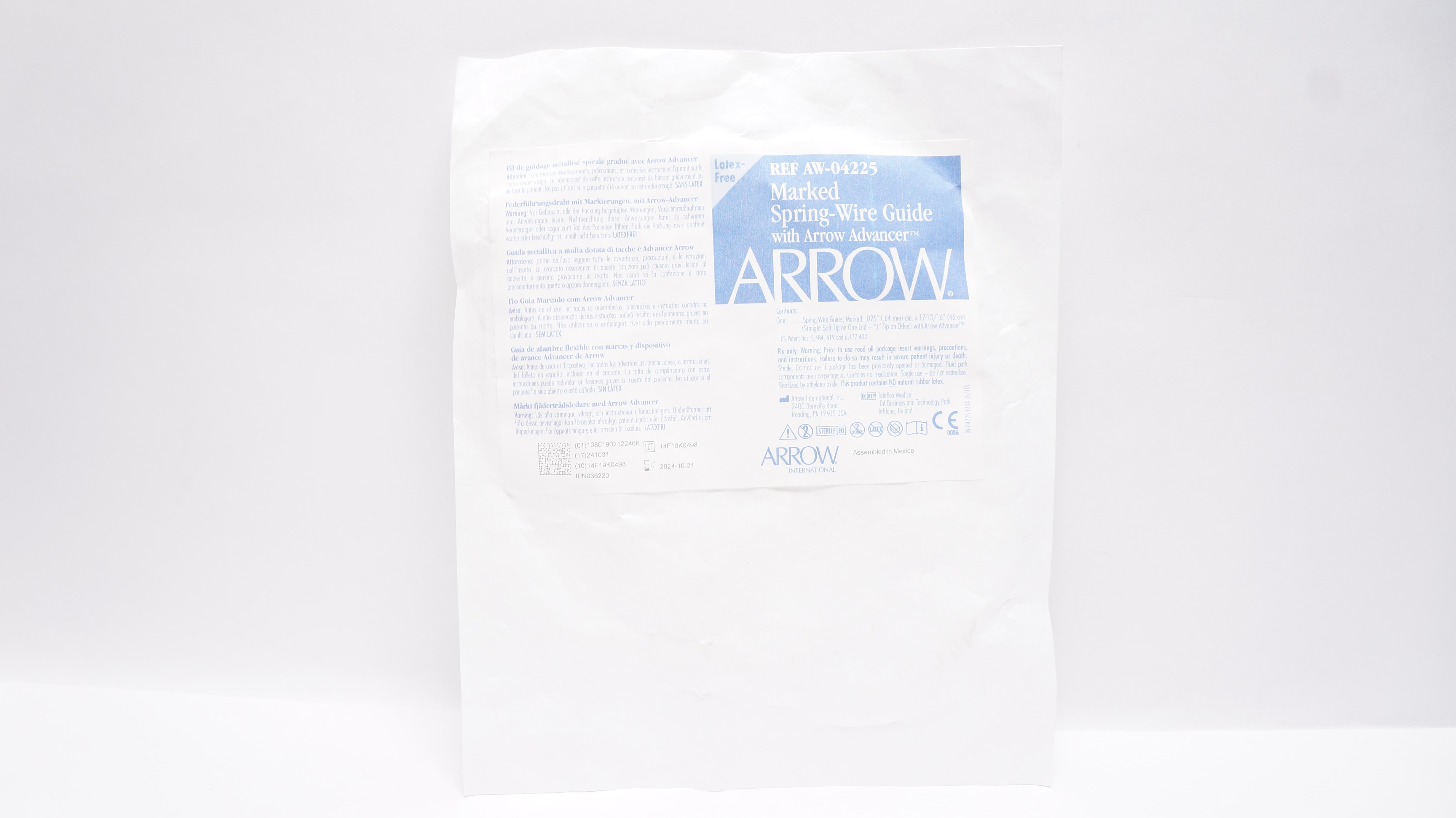 Arrow Spring Wire Guide Packaging Arrow AW-04225 Marked Spring-Wire Guide with Arrow Advancer .025 x 17 ...