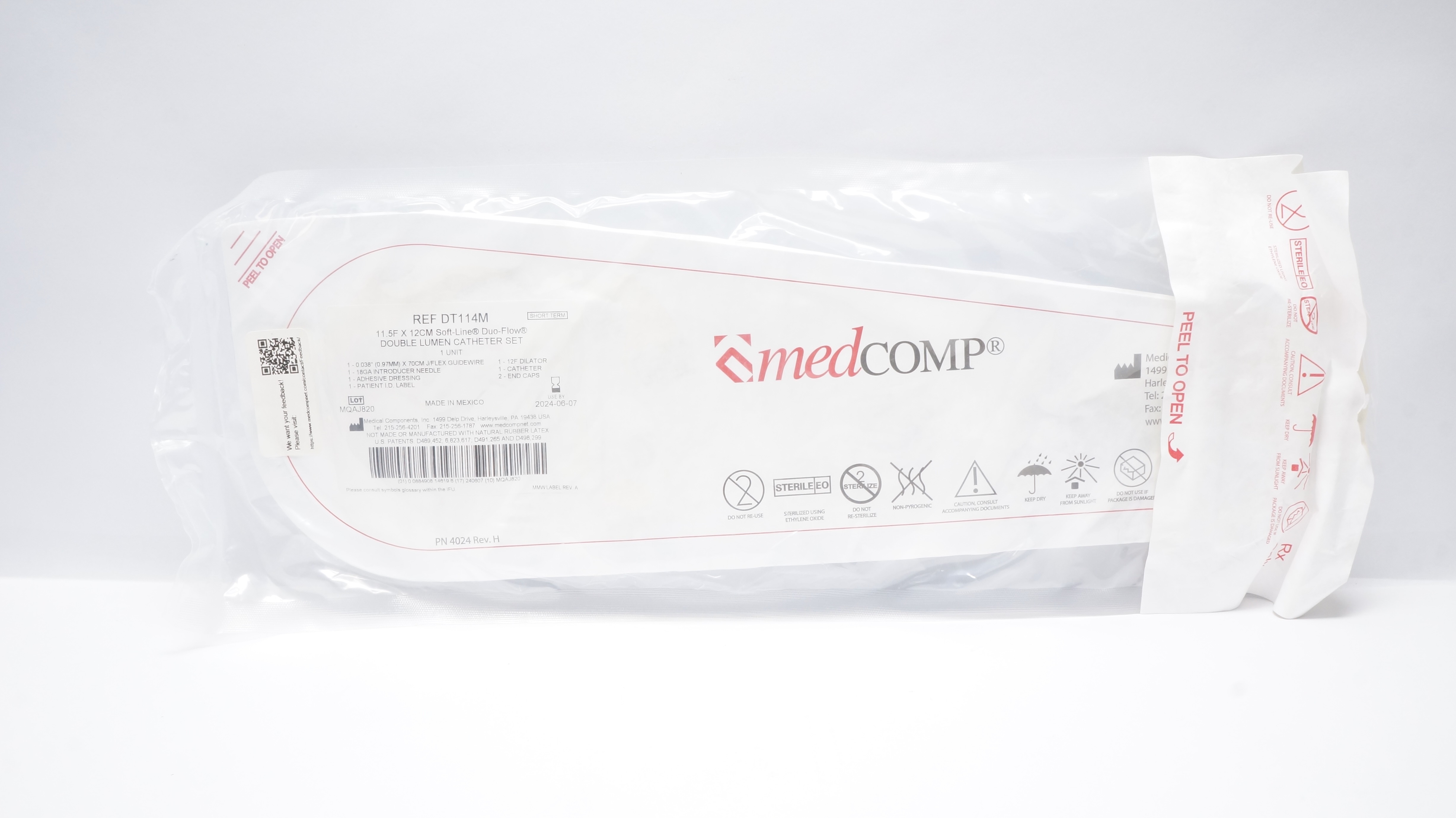 Medcomp DT114M 11.5F x 12cm Soft-Line Dou-Flow Double Lumen Cath. Set (x)