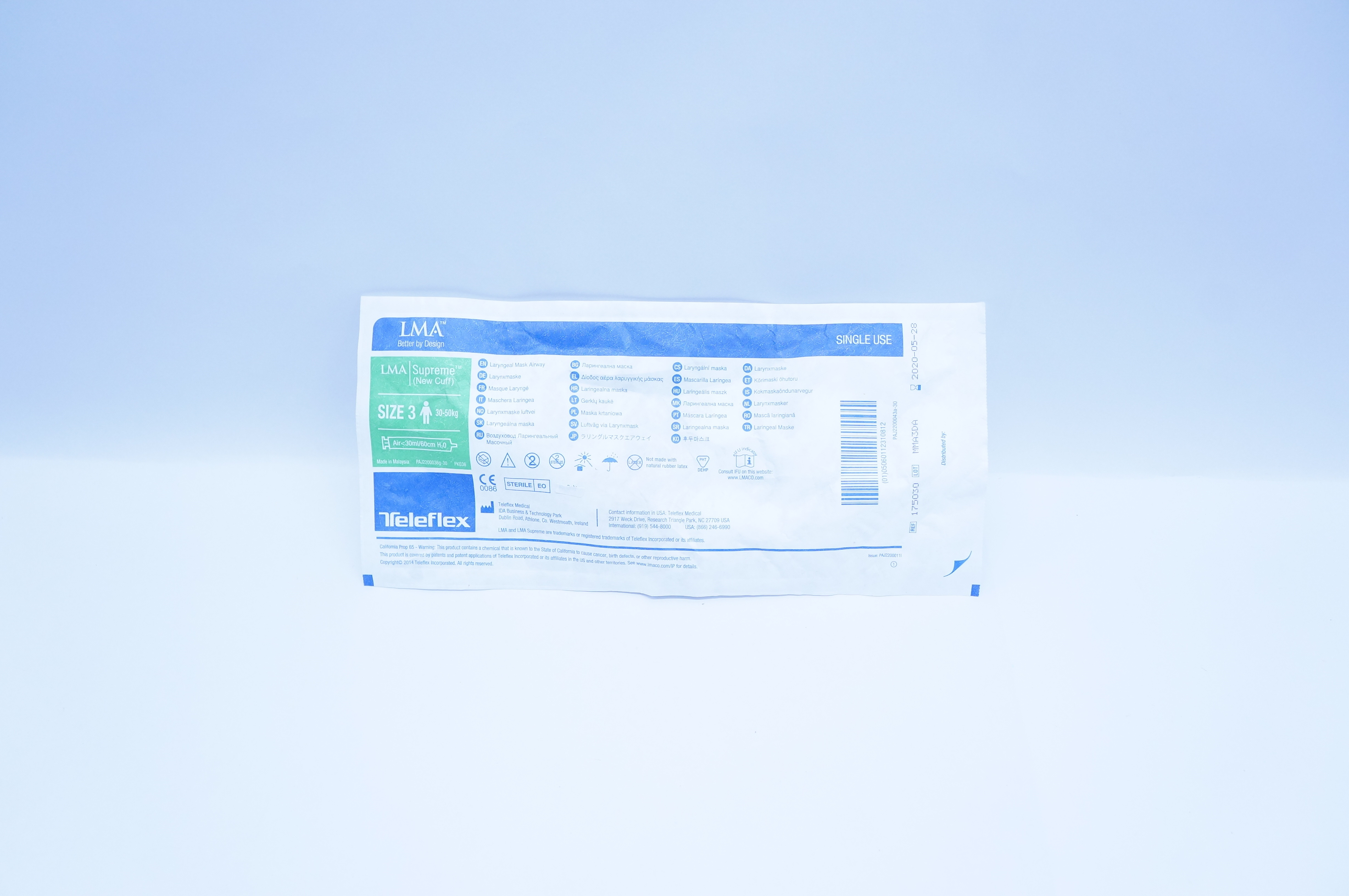 Teleflex 175030 LMA Supreme Laryngeal Mask Airway Size 3 30-50kg (x)