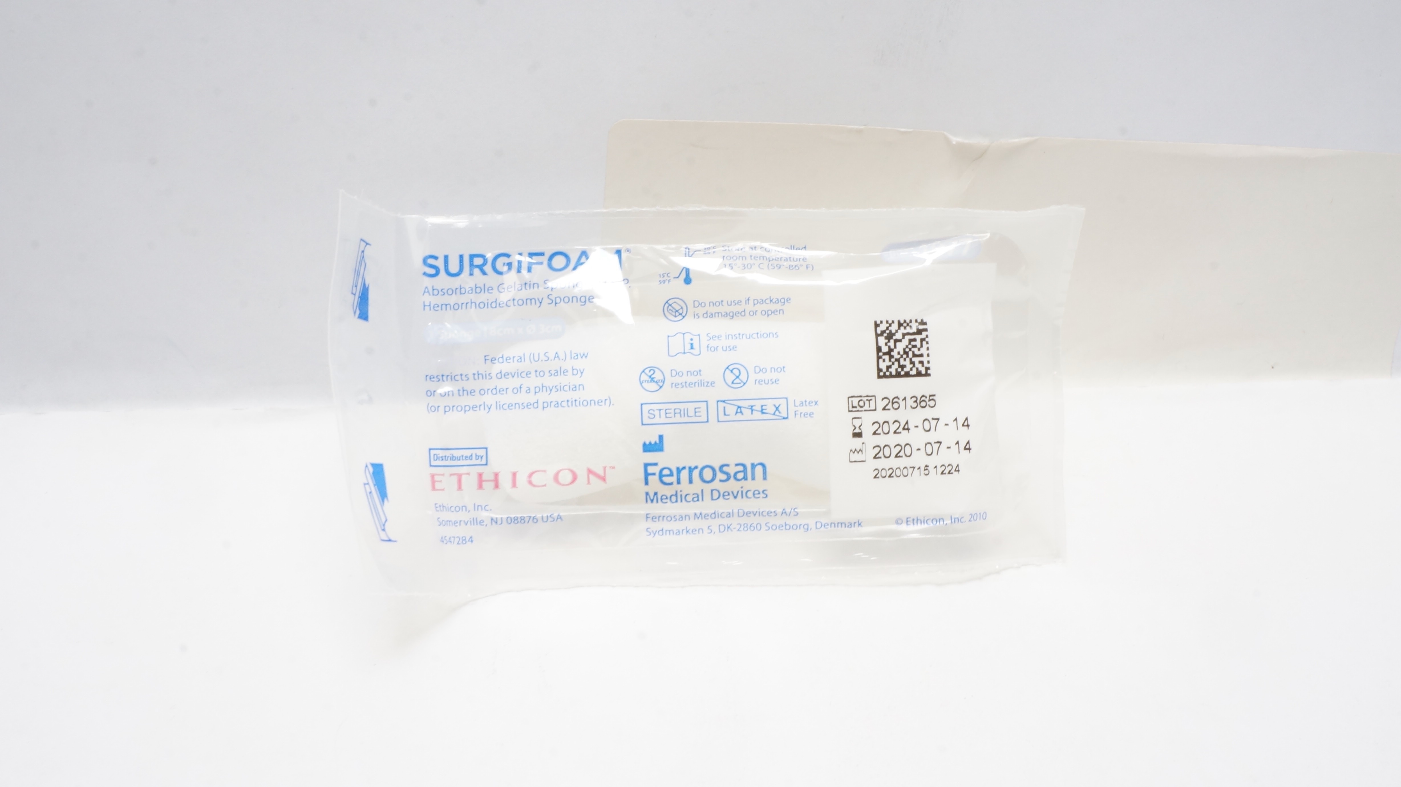 Ferrosan Ethicon Surgifoam Absorbable Gelatin Hemorrhoidectomy Sponge (x)