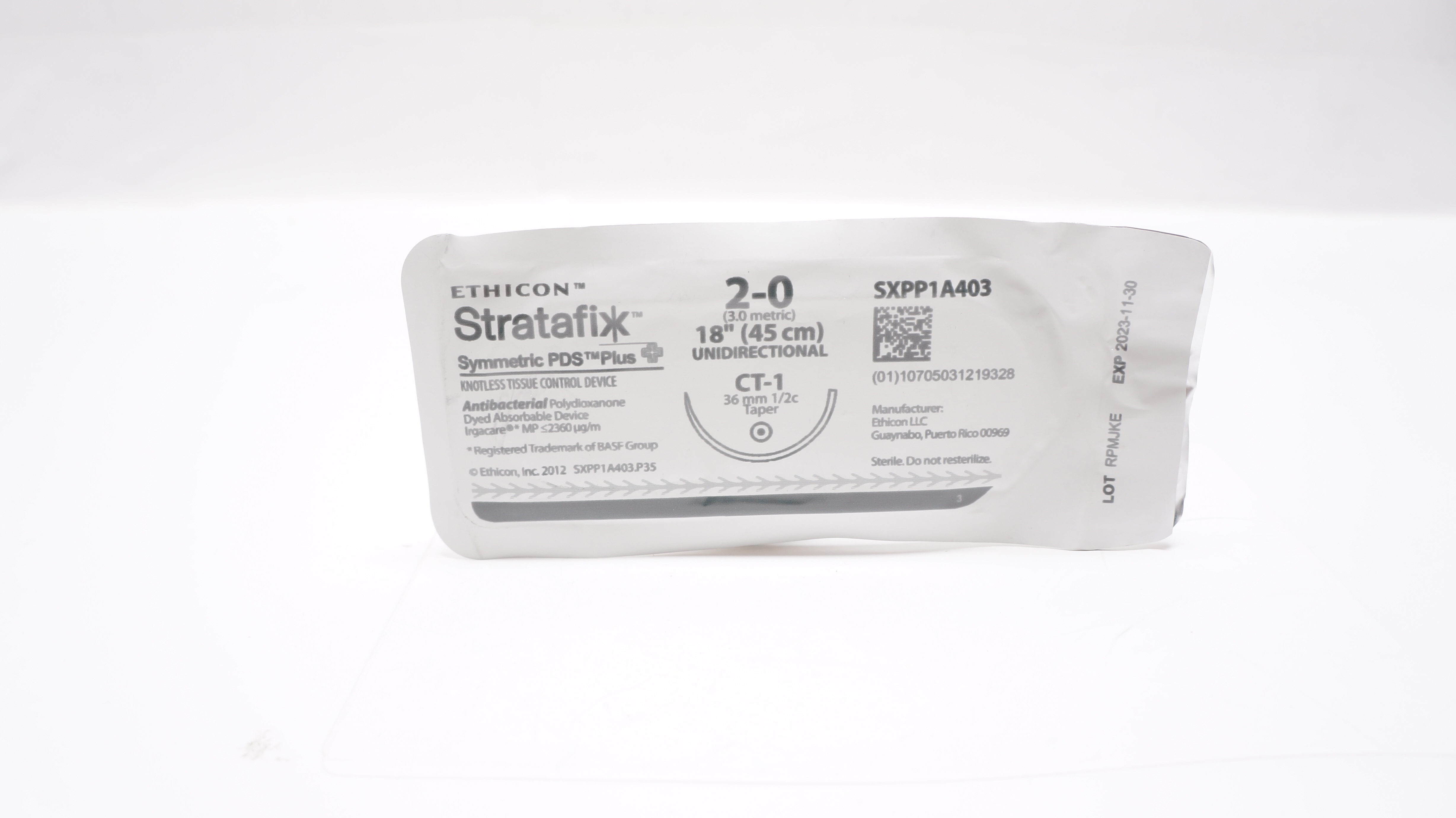 Ethicon SXPP1A403 2-0 Symmetric PDS Plus Stre CT-1 36mm 1/2c Taper, 18inch (x)