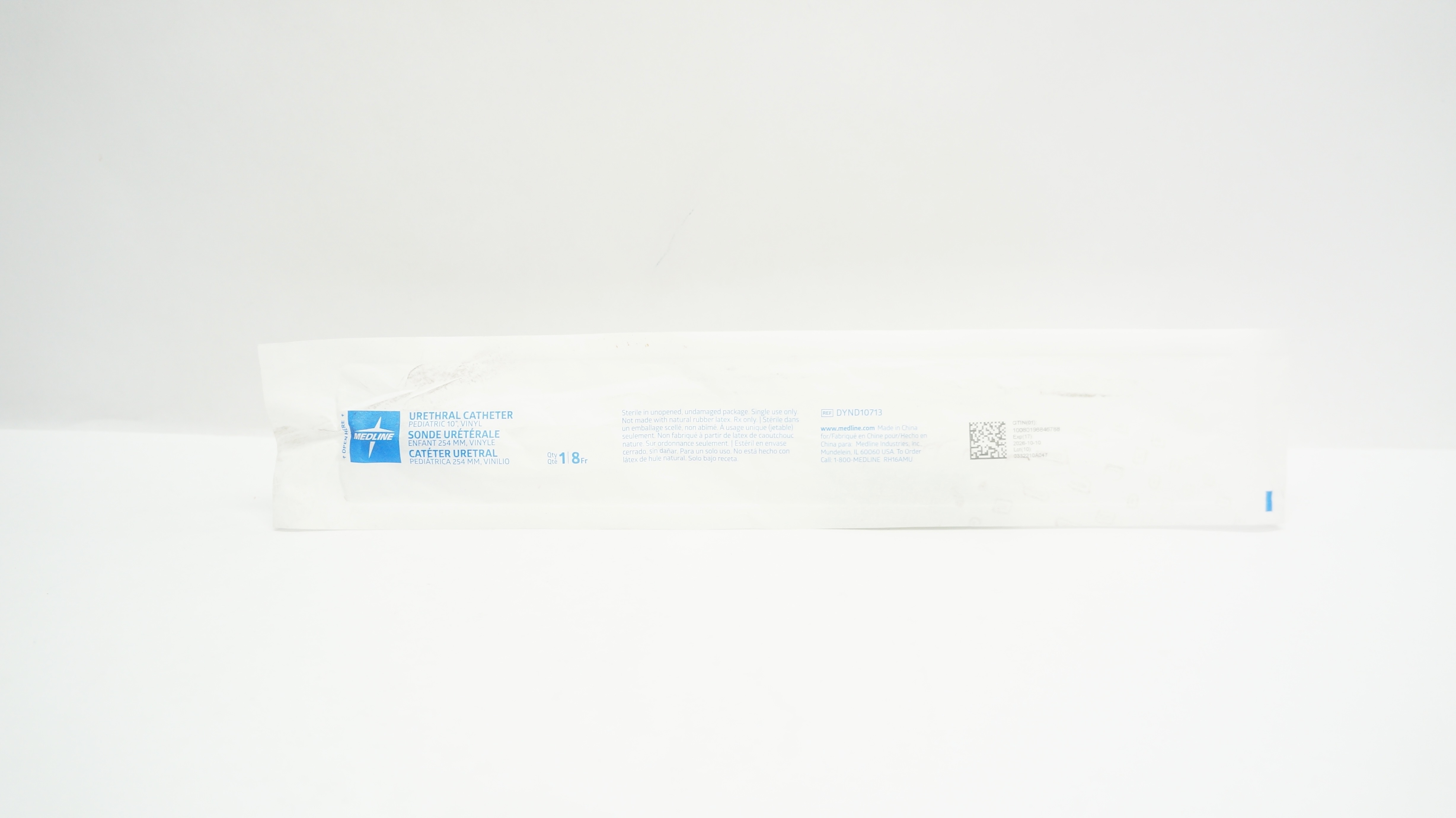 Medline DYND10713 Pediatric, Vinyl Urethral Cath. 8Fr x 10inch