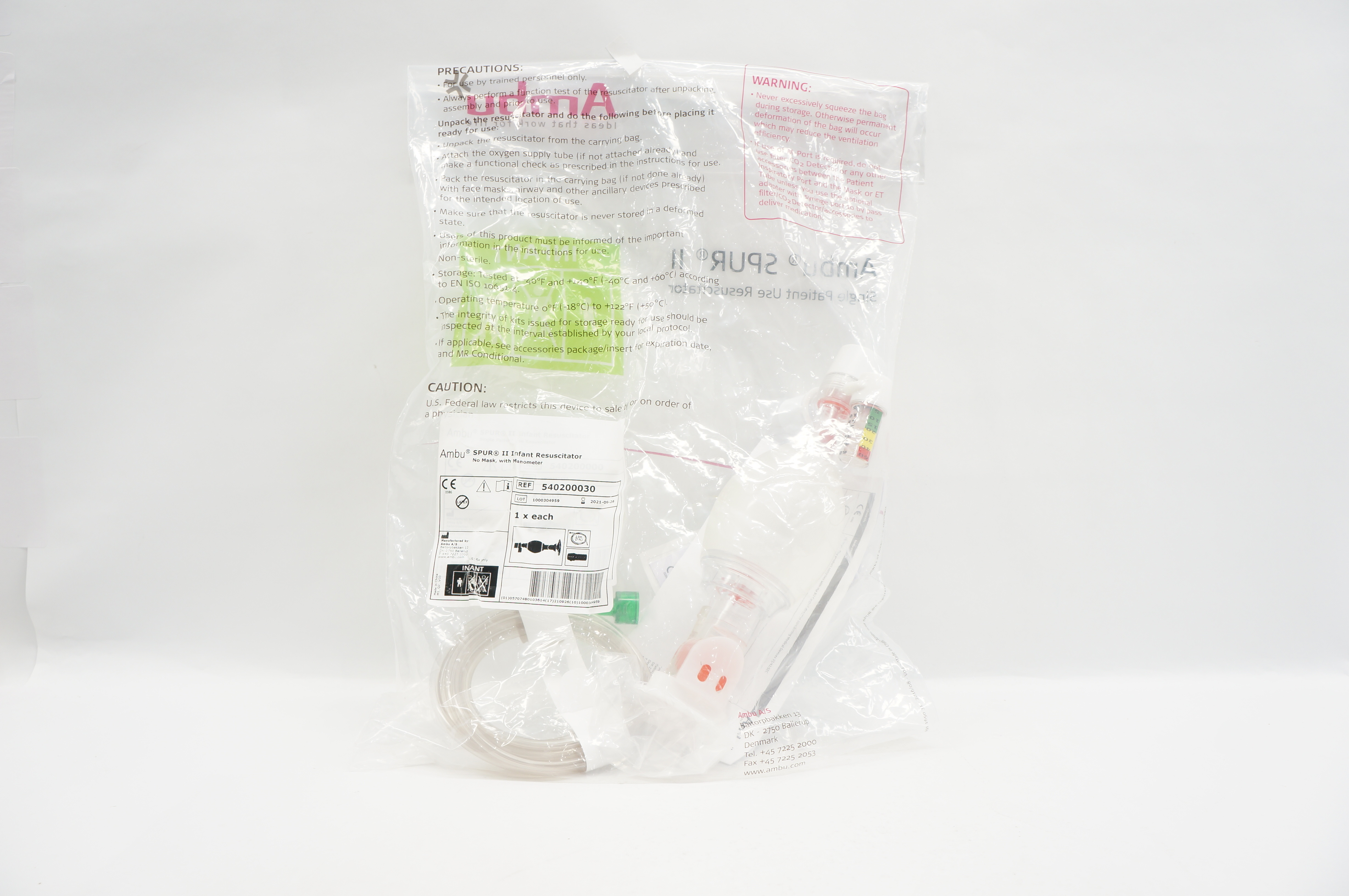 Ambu 540200030 Spur II Infant Resuscitator, No Mask, With Manometer (x)