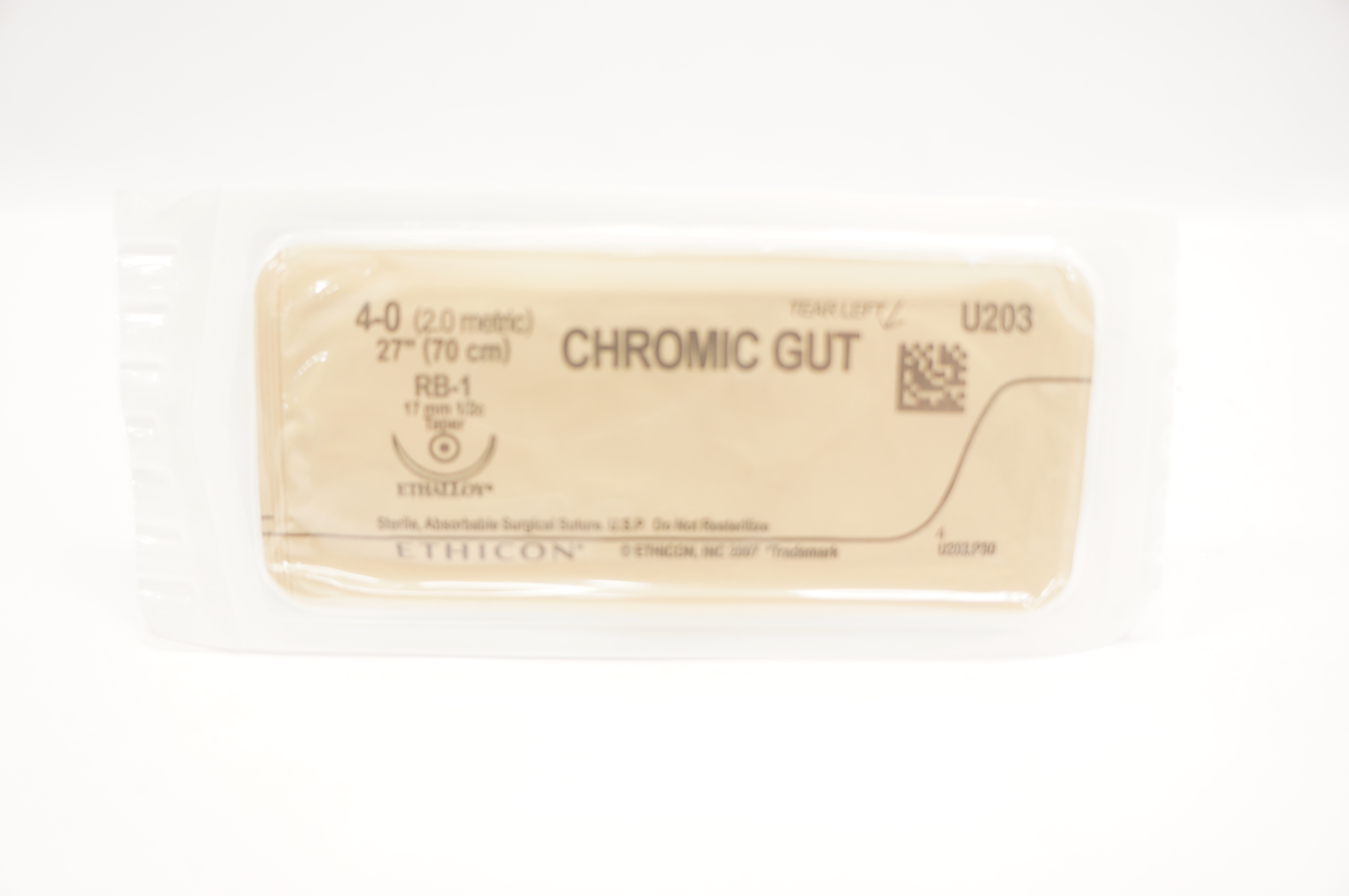 Ethicon U203 4-0 CHROMIC GUT RB-1 17mm 1/2c Taper 27inch