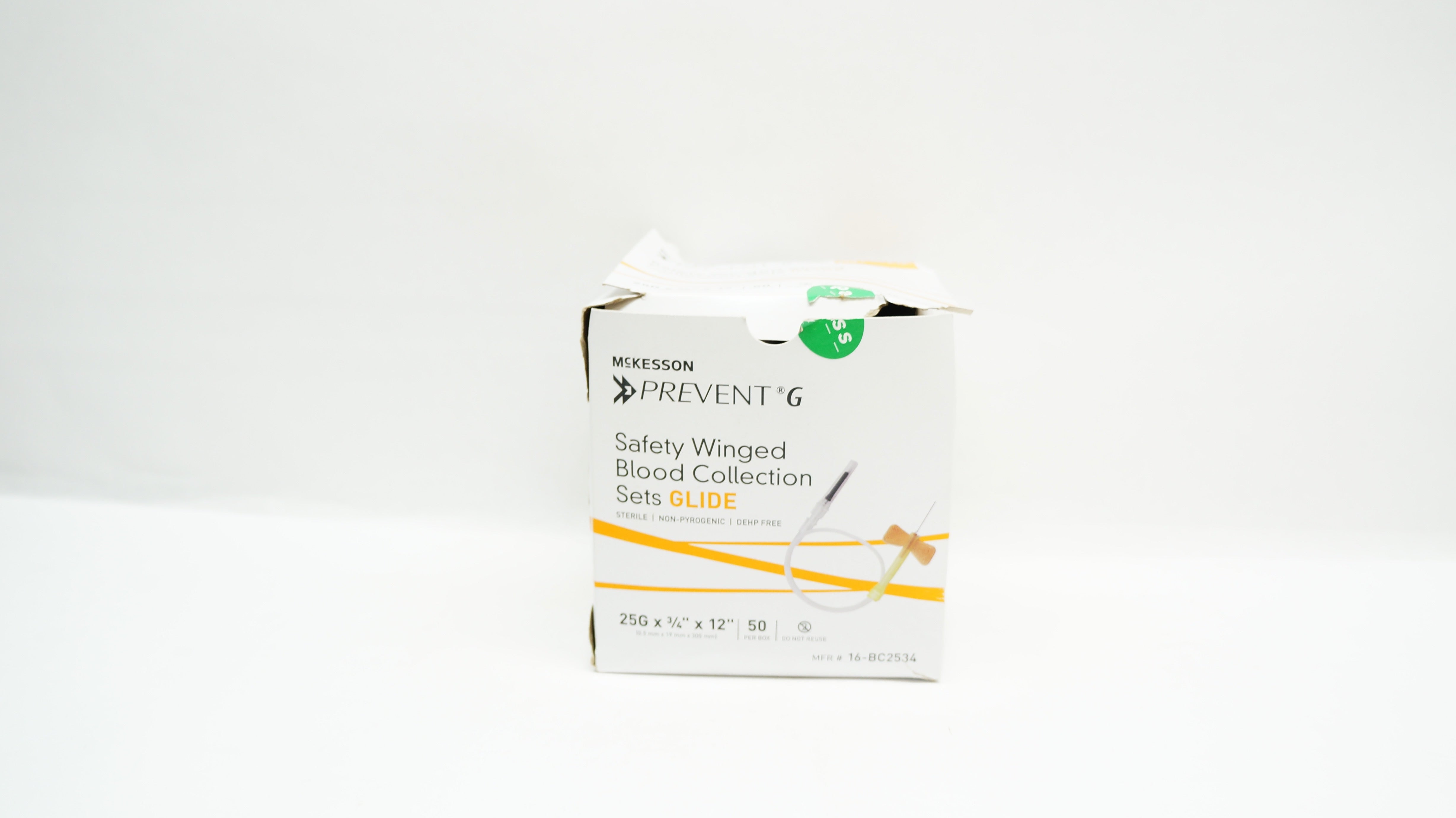 McKesson 16-BC2534 Prevent G Blood Collection Sets 25G x 3/4inx12in - Box of 18