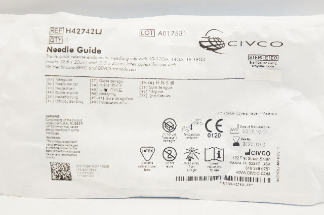 Civco H42742LJ Sterile Quick-Release Endocavity Ndle Guide (x)