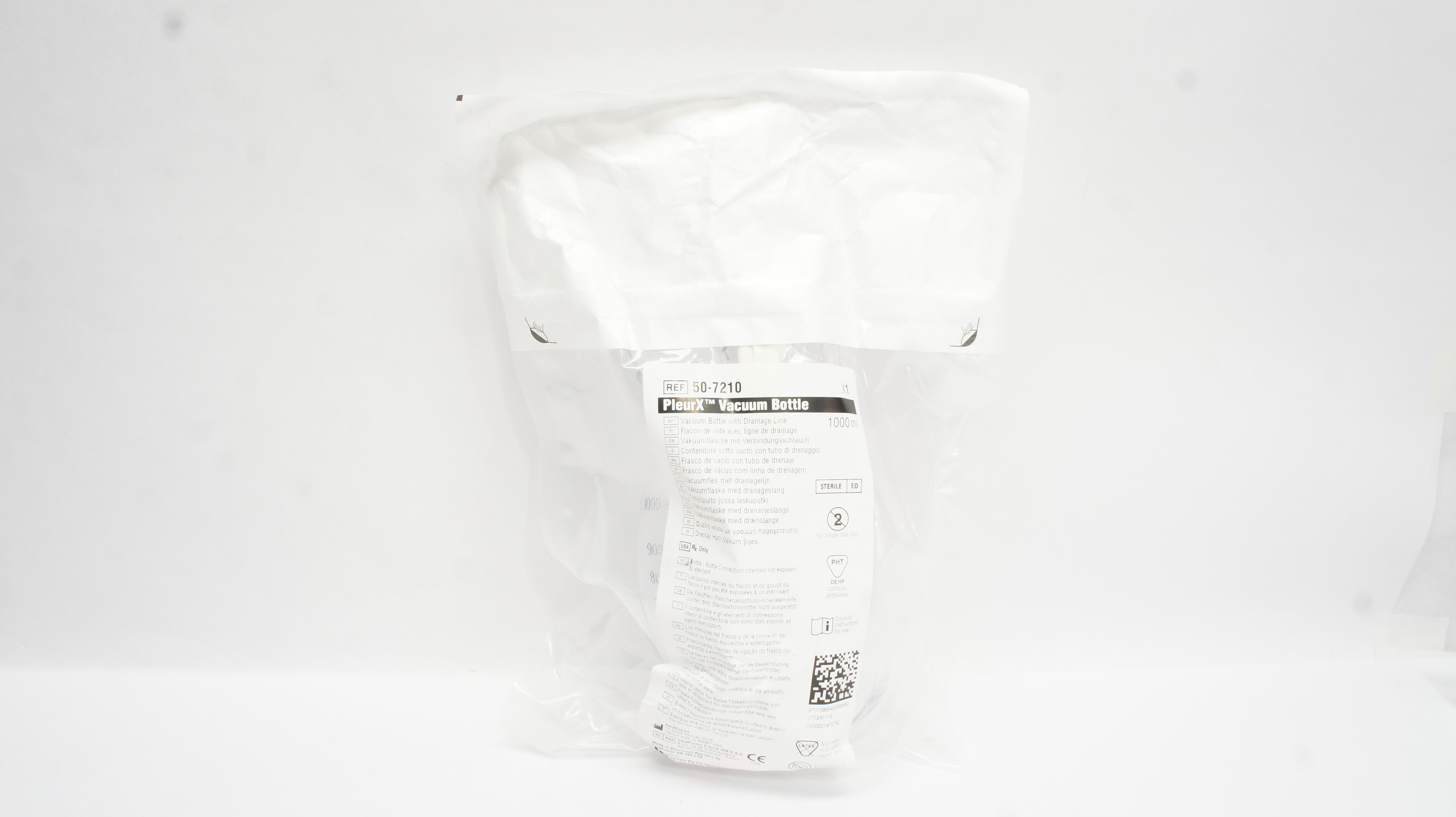 CareFusion 50-7210 PleurX Vacuum Bottle with Drainage Line 1000ml