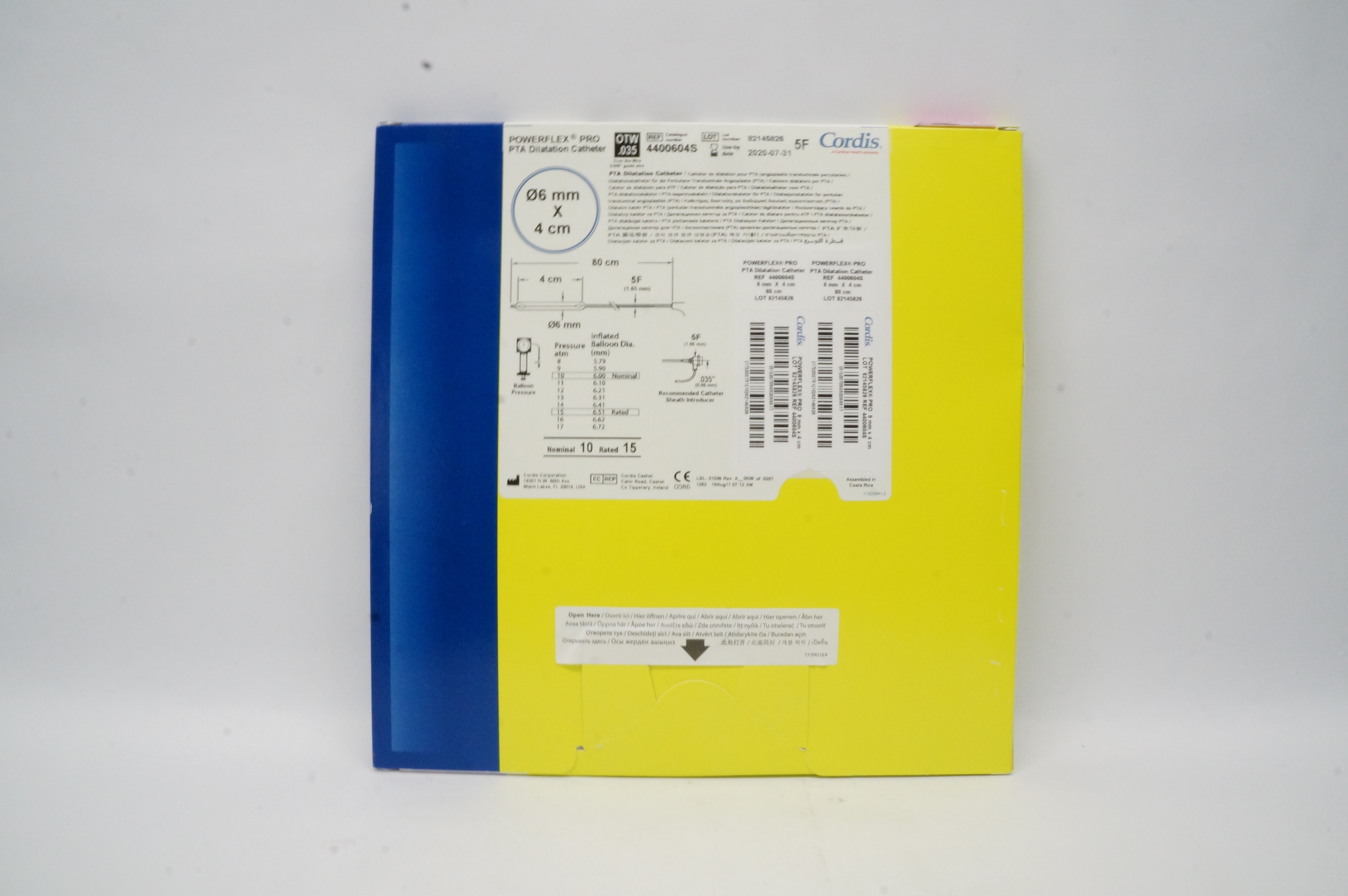 Cordis 4400604S PTA Dilatation Cath. 6mm x 4cm x 80cm, 5F (x)