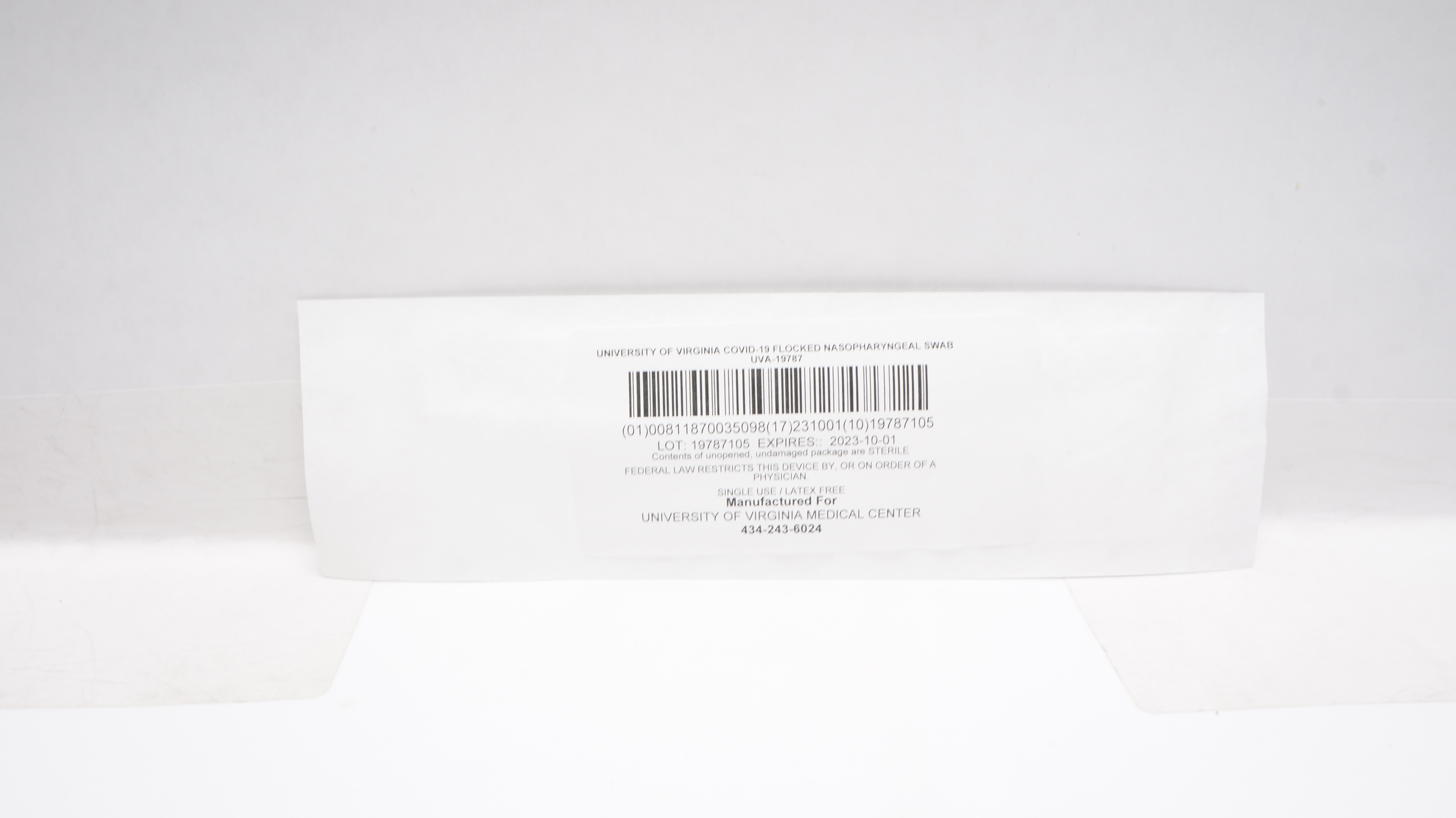 University Of Virginia UVA-19787 Covid-19 Flocked Nasopharyngeal Swab (x)