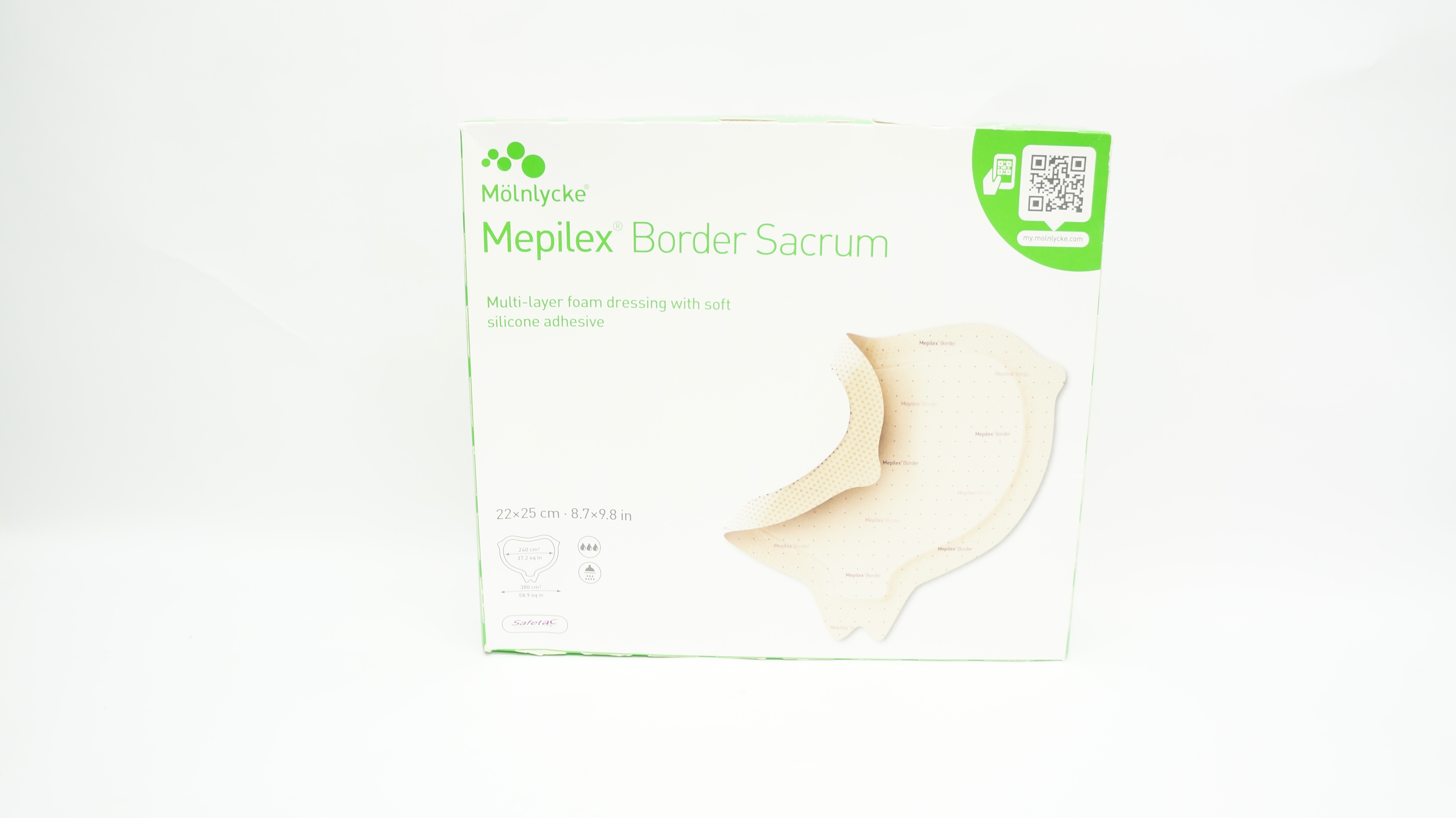 Mölnlycke 282455 Mepilex Border Sacrum Multilayer Dressing 8.7x9.8in