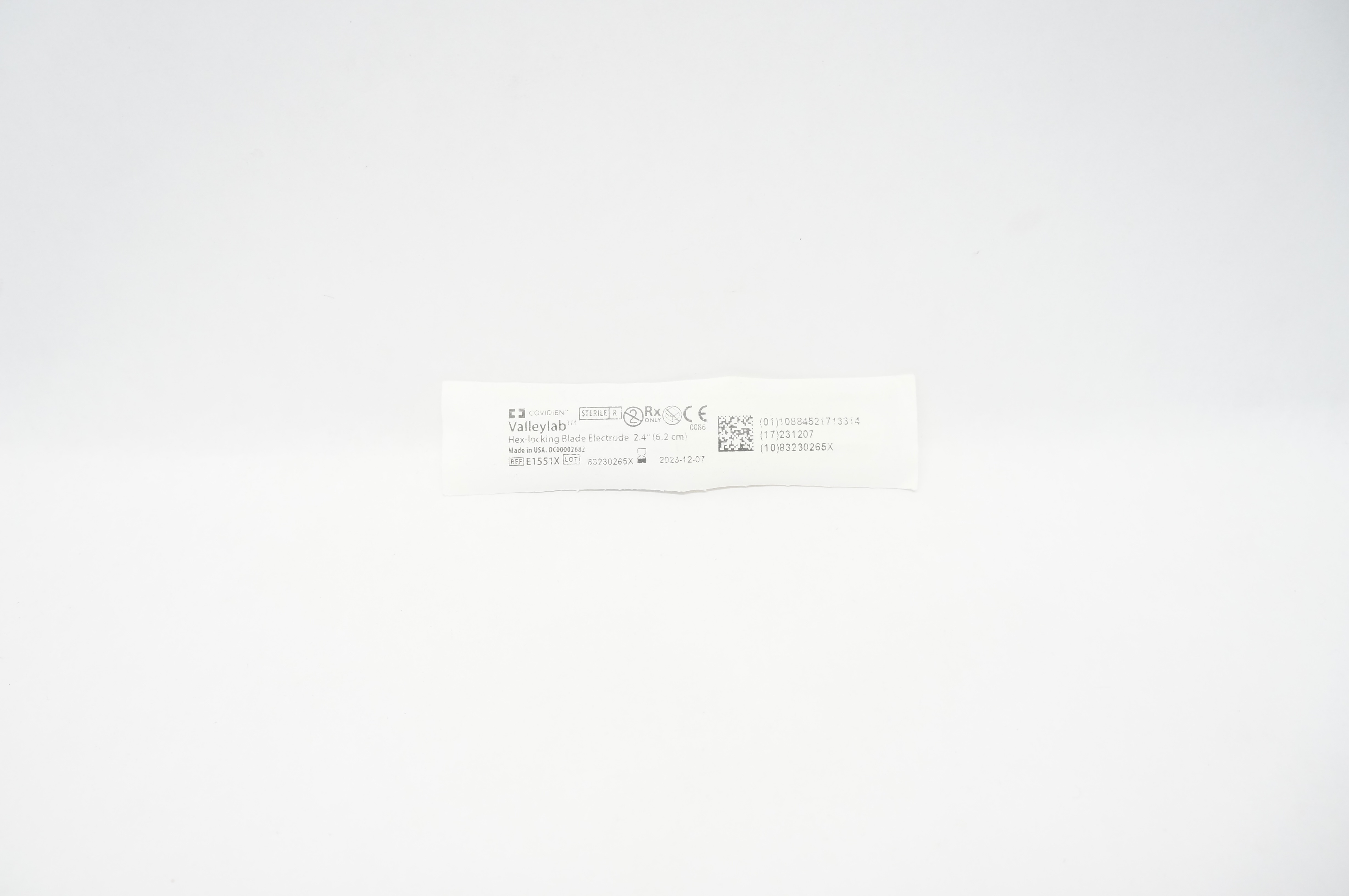 Covidien E1551X Valleylab Hex-Locking Blade Electrode 2.4inch