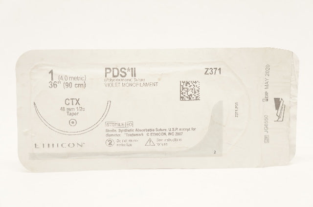 Ethicon Z371 1 PDS II Polydioxanone Stre CTX, 48mm 1/2c Taper, 36inch (x)