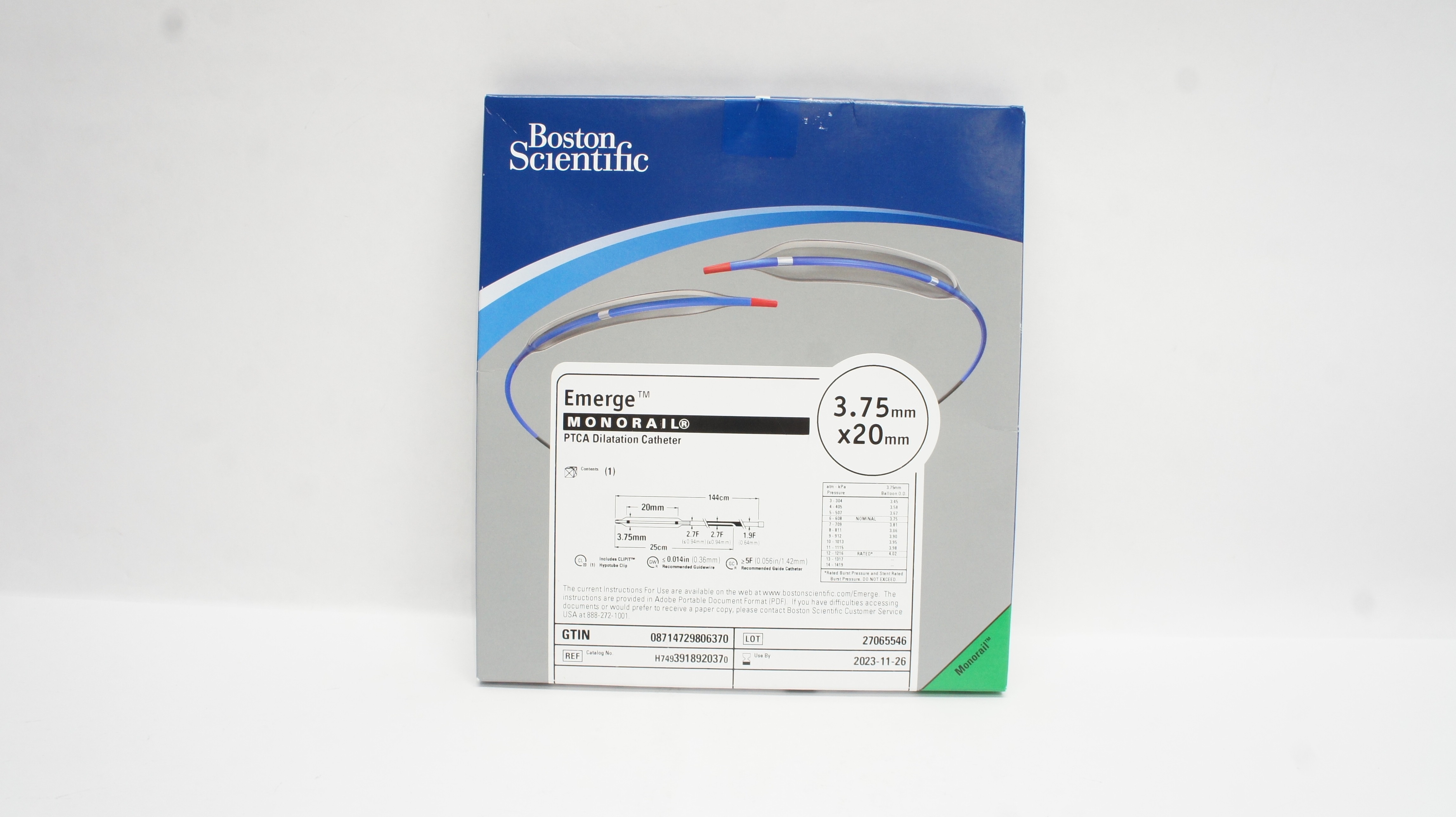 Boston Scientific H7493918920370 Emerge PTCA Dilatation Cath. 3.75 x 20mm (x)