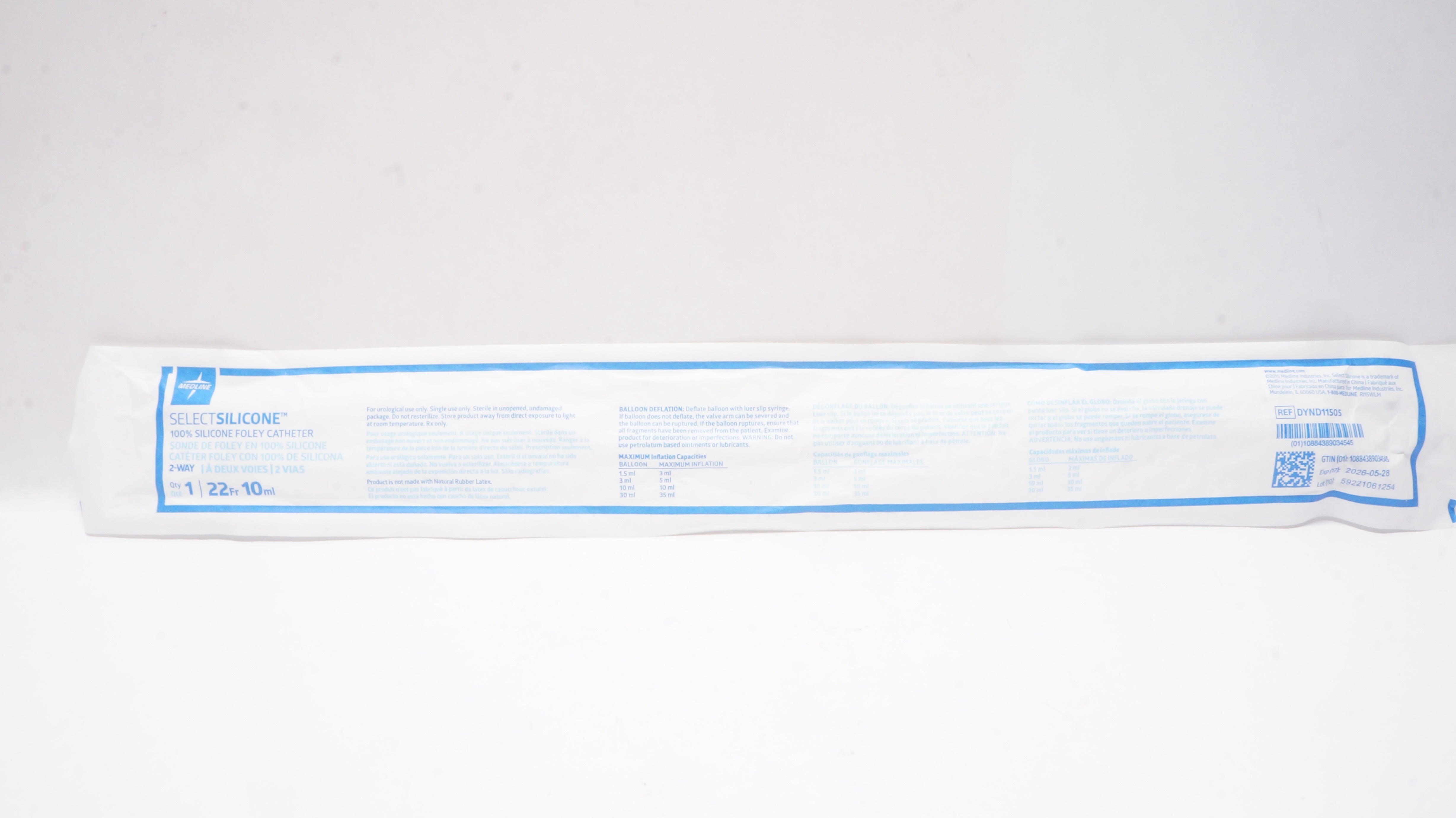 Medline DYND11505 SelectSilicone 100% Foley Cath. 2-Way 10Fr , 3mL
