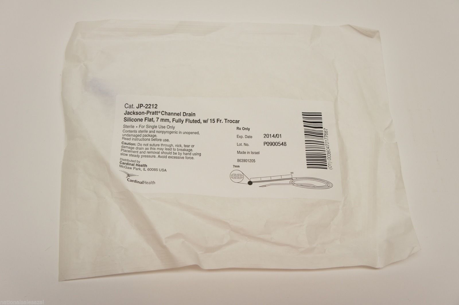 JP-2212 ~ Cardinal Health Channel Drain Silicon Flat 7mm (x)