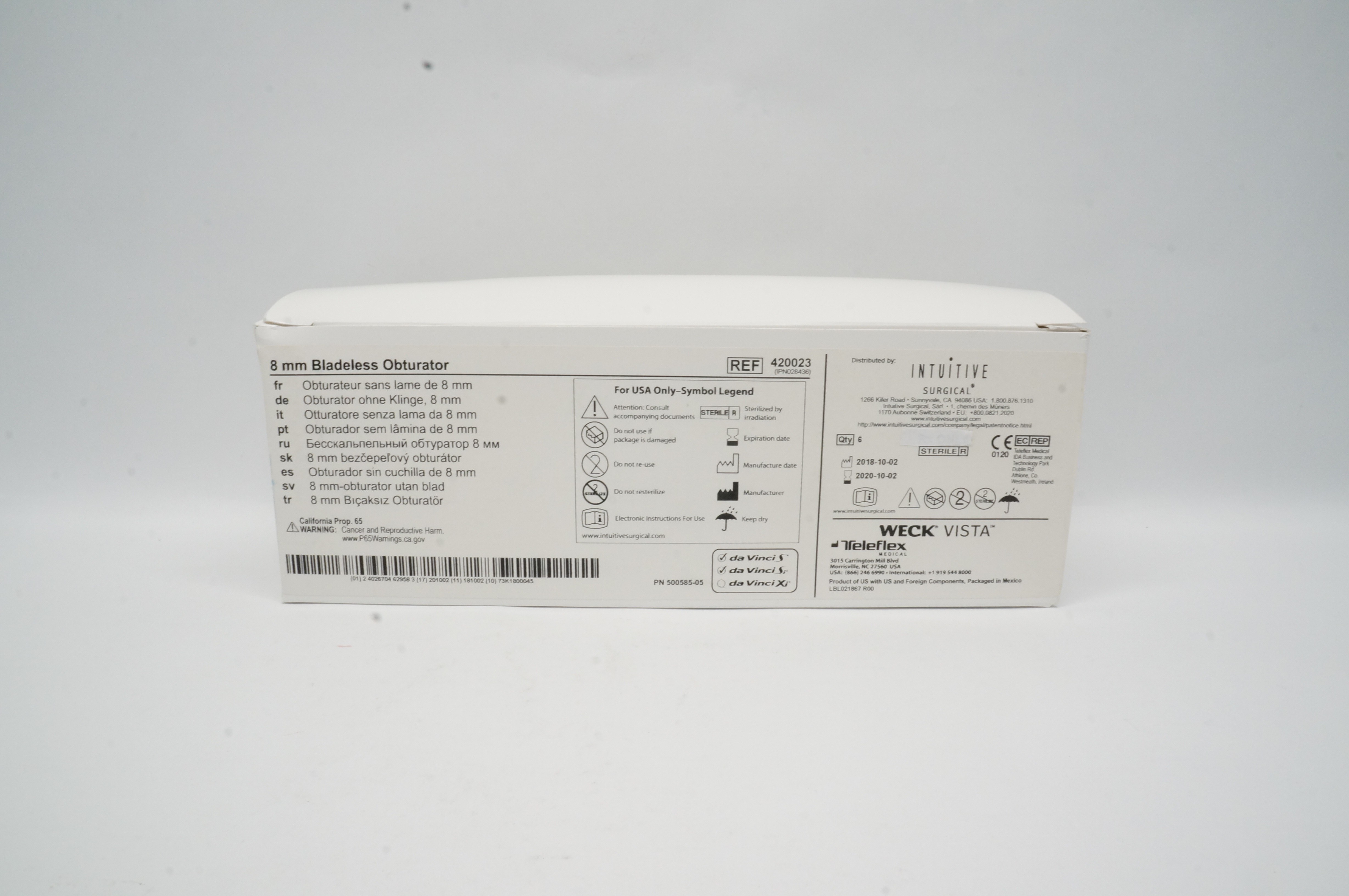 Teleflex 420023 Weck Vista Bladeless Obturator 8mm (x) - Box of 6