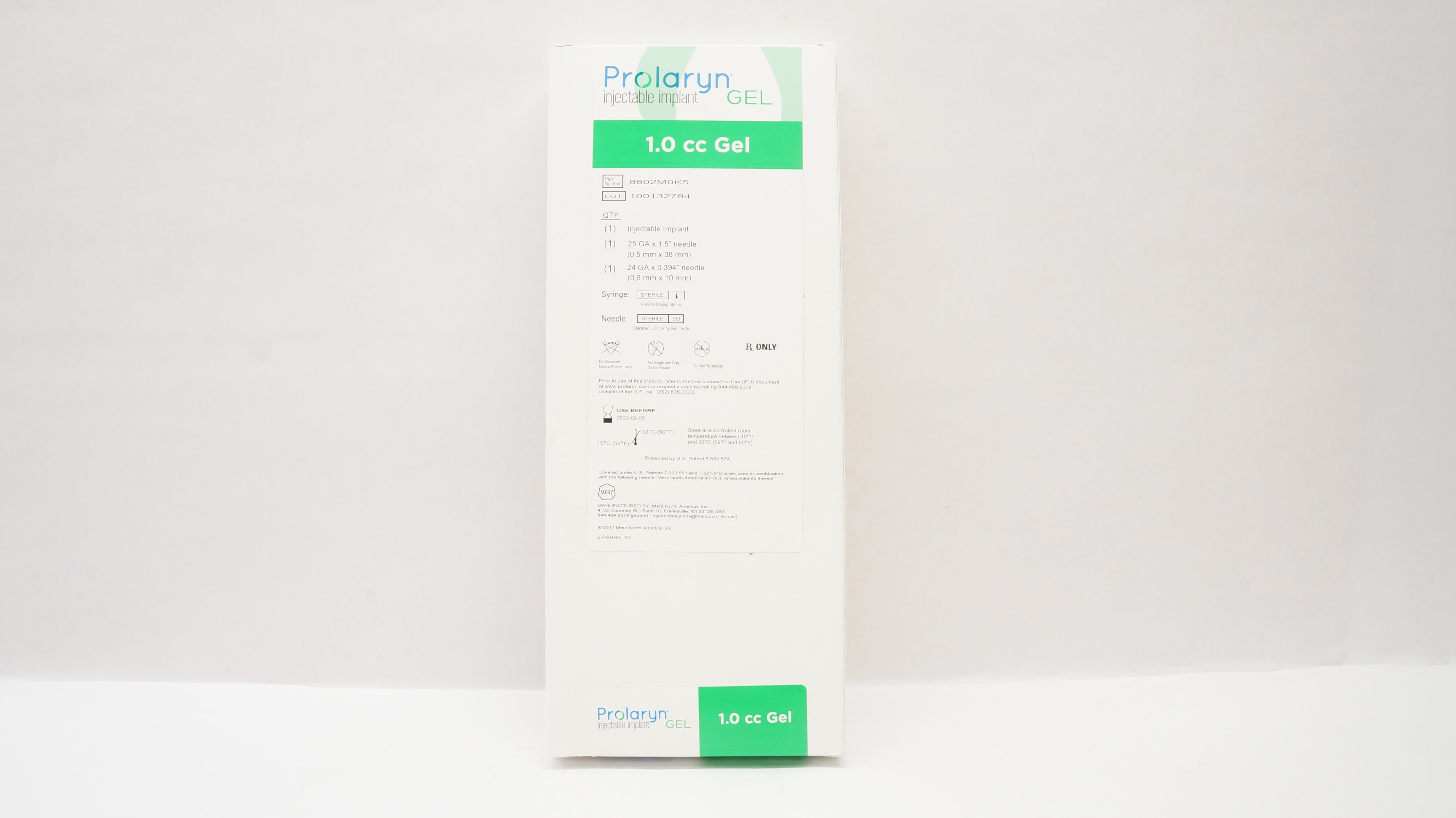 Merz 8602M0K5 Prolaryn Injectable Implant 1.0cc Gel 25 GA x 1.5inch Ndle (x)