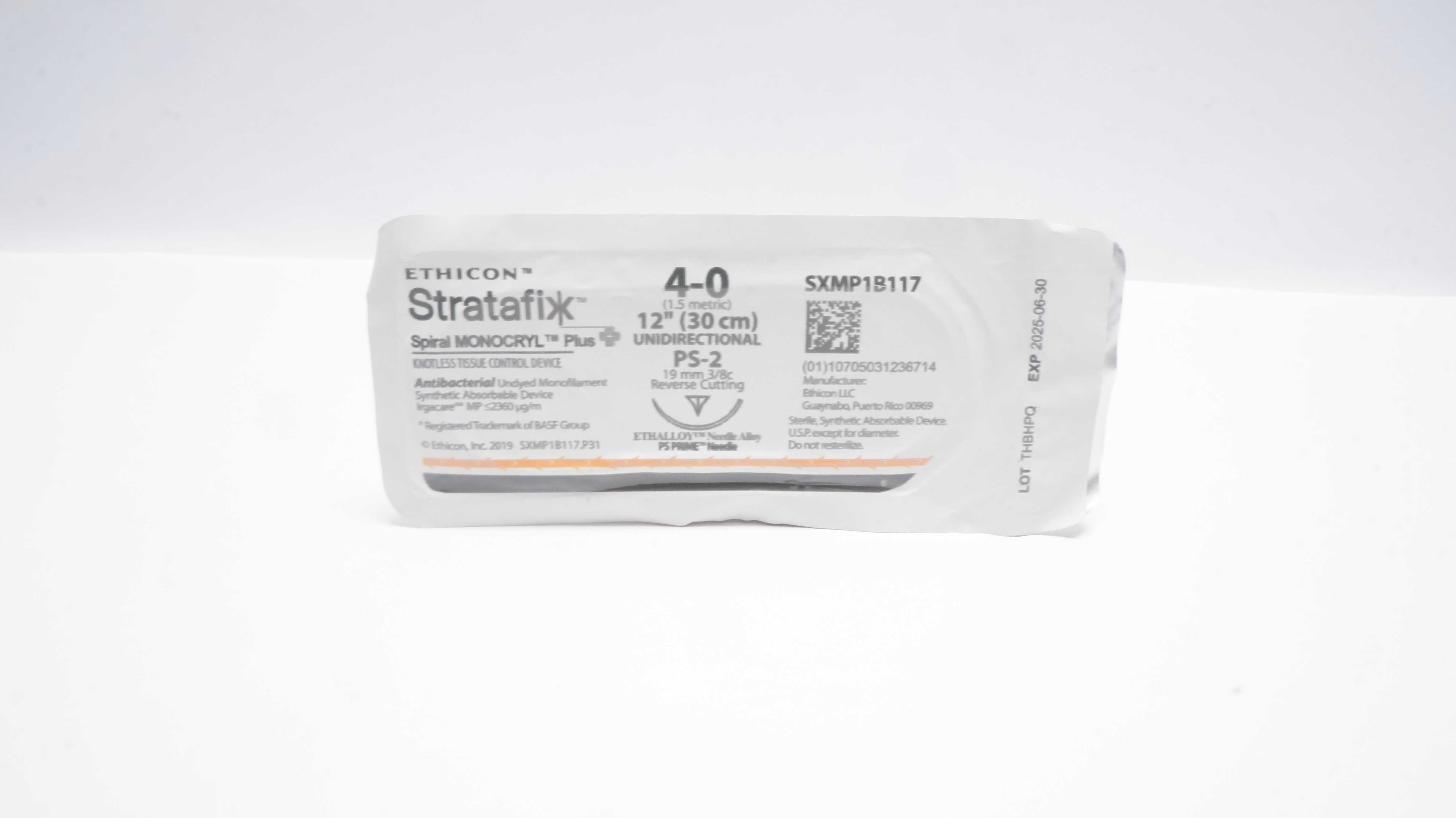 Ethicon SXMP1B117 4-0 Stratafix Device PS-2 19mm 3/8c Reverse Cutting 12inch