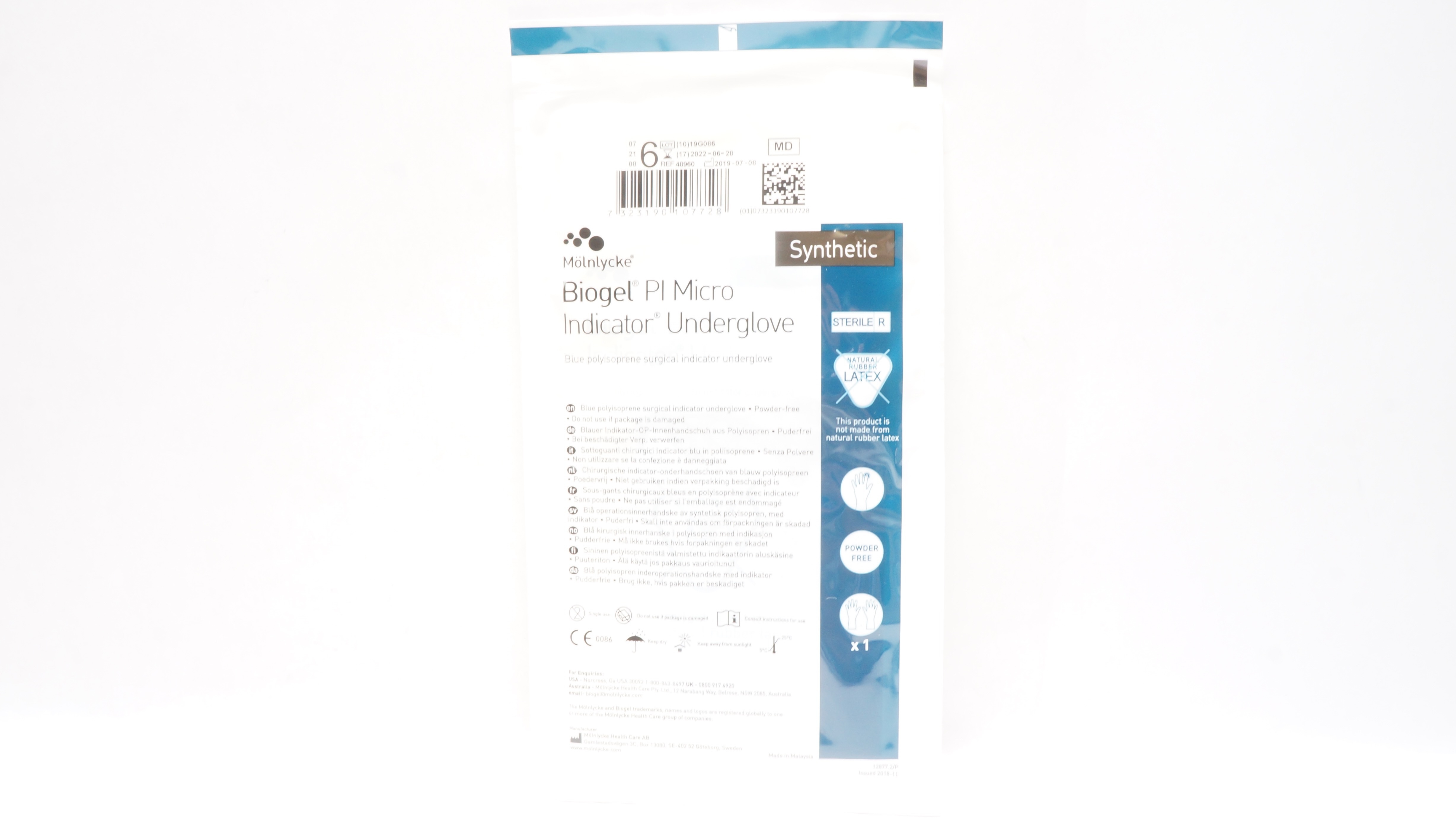 Molnlycke HealthCare 48960 Biogel PI Micro Indicator Underglove, Size 6 (x)