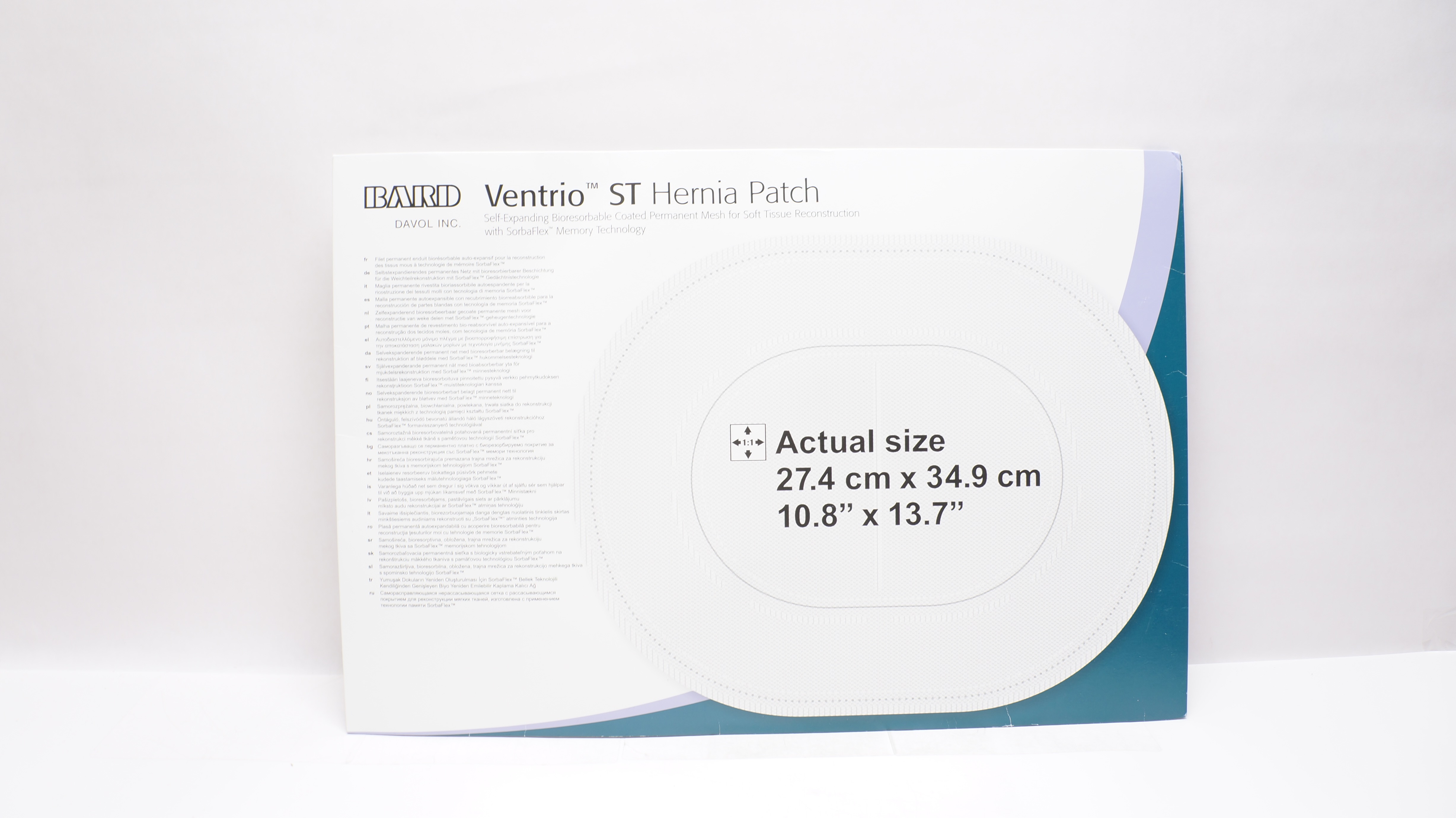 Bard 5950090 Ventrio ST Hernia Patch Oval 10.8inch x 13.7inch (x)