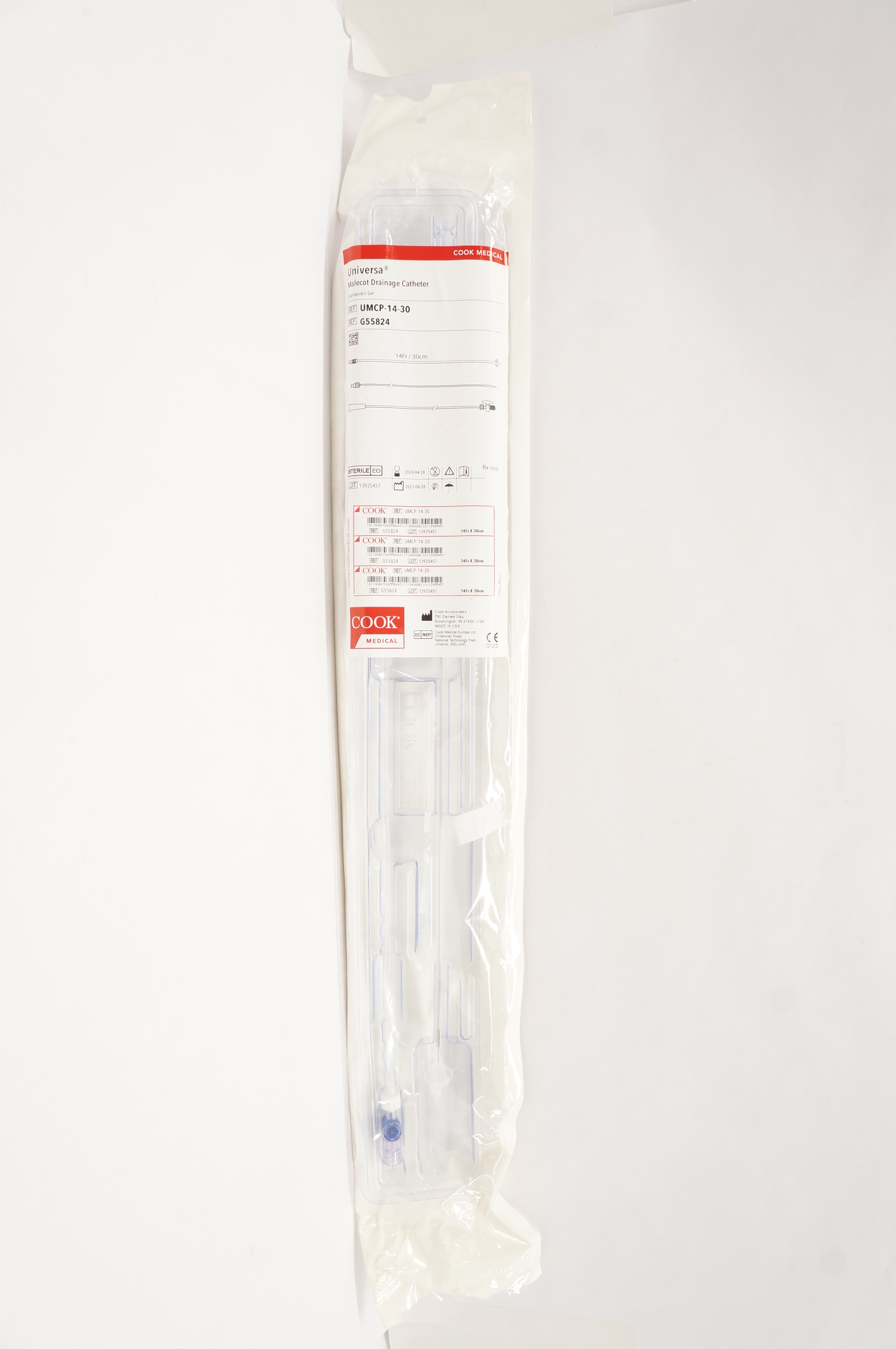 Cook G55824 Universa Malecot Drainage Cath. Suprapubic Set 14Fr x 30cm
