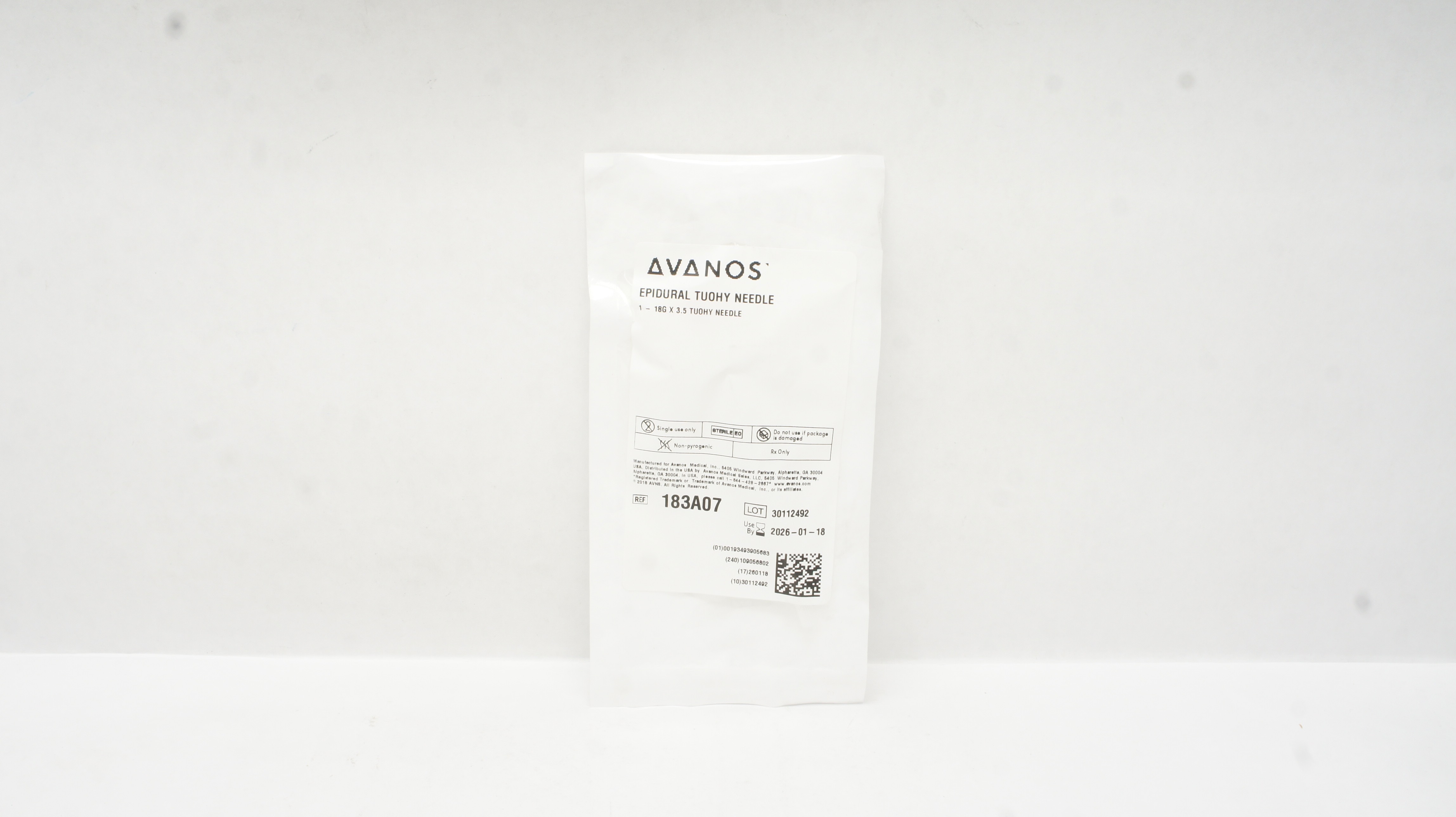 Avanos 183A07 Epidural Tuohy Needle 18G x 3.5
