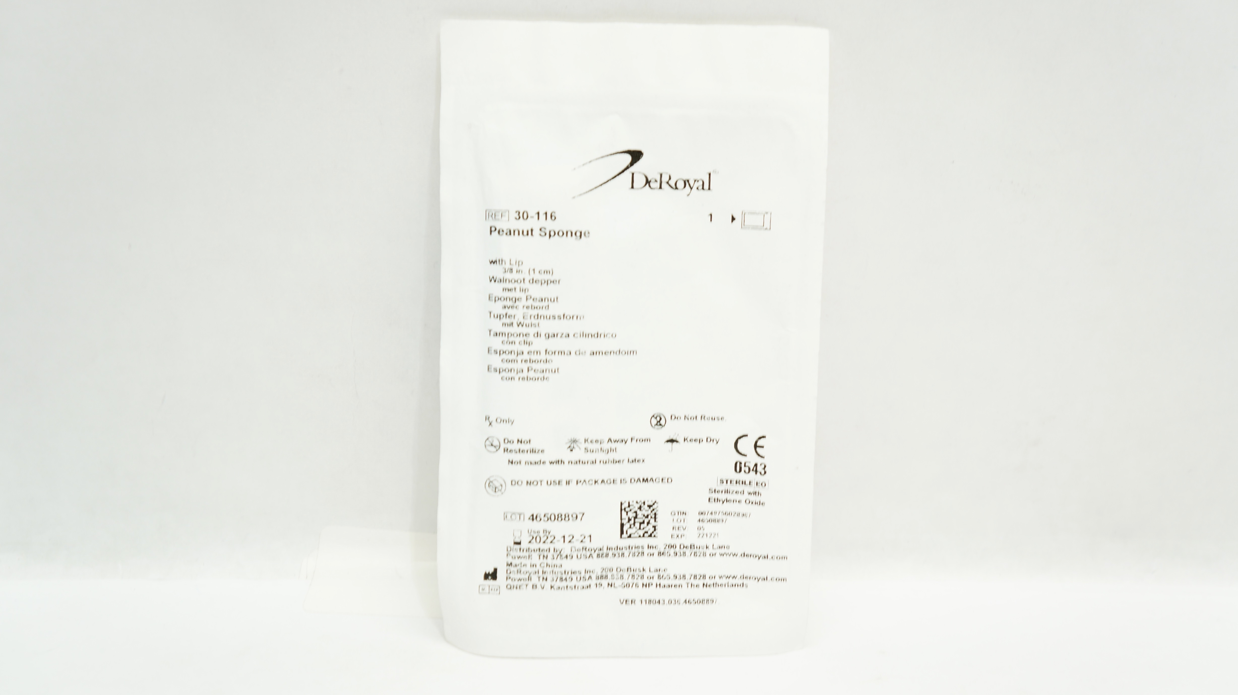 DeRoyal 30-116 Peanut Sponge with Lip 3/8inch (x)