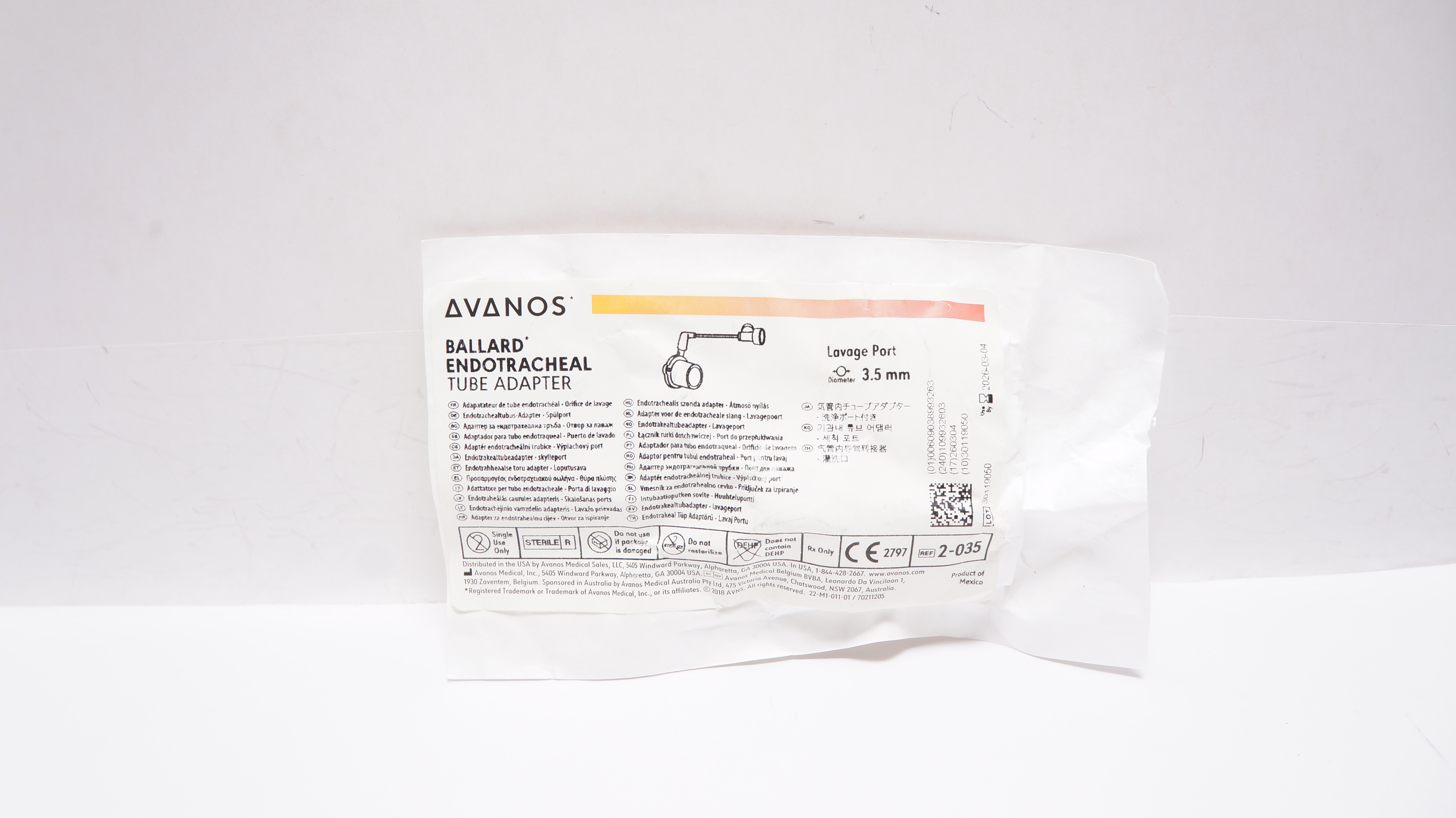 Avanos 2-035 Ballard Endotracheal Tube Adapter 3.5mm
