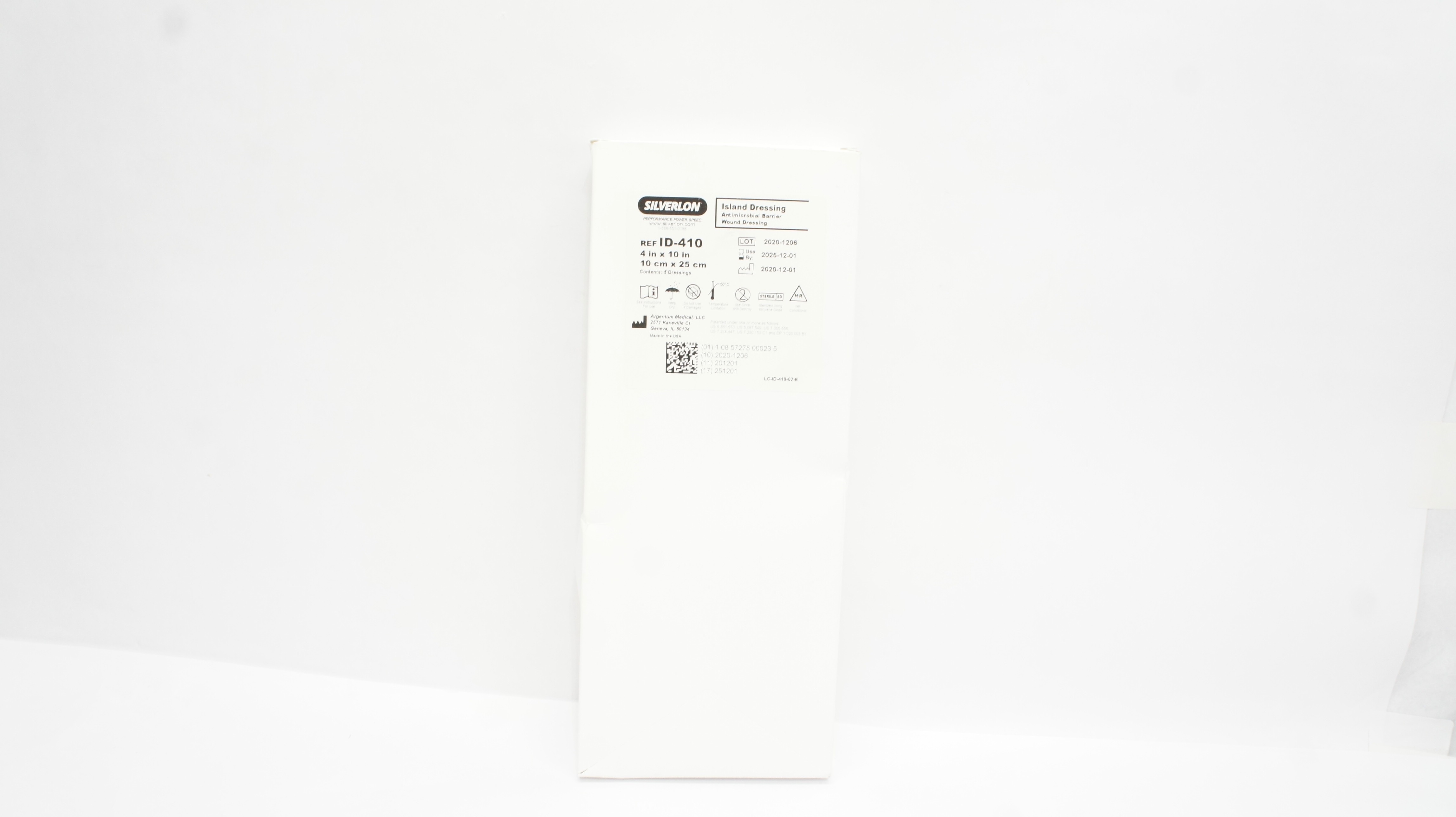 Silverlon ID-410 Island Antibacterial Barrier Wound Dressing 4 x 10in ...