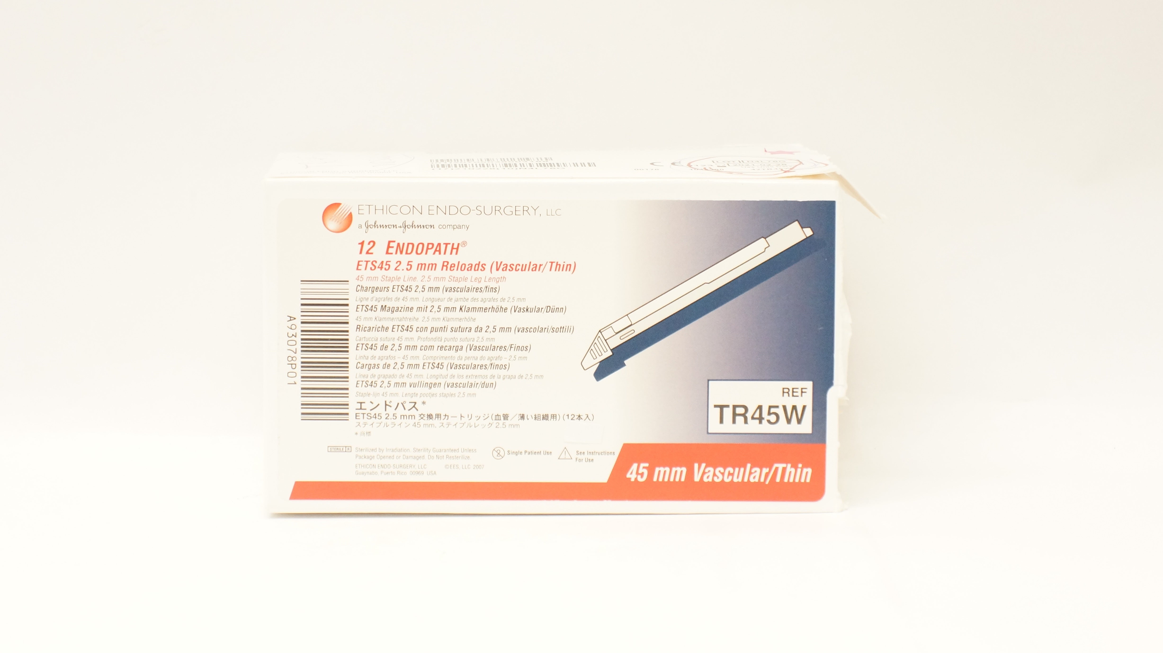 Ethicon TR45W  Endopath ETS45 2.5 mm Reloads, 45 mm Vascular/Thin (x)- Box of 12