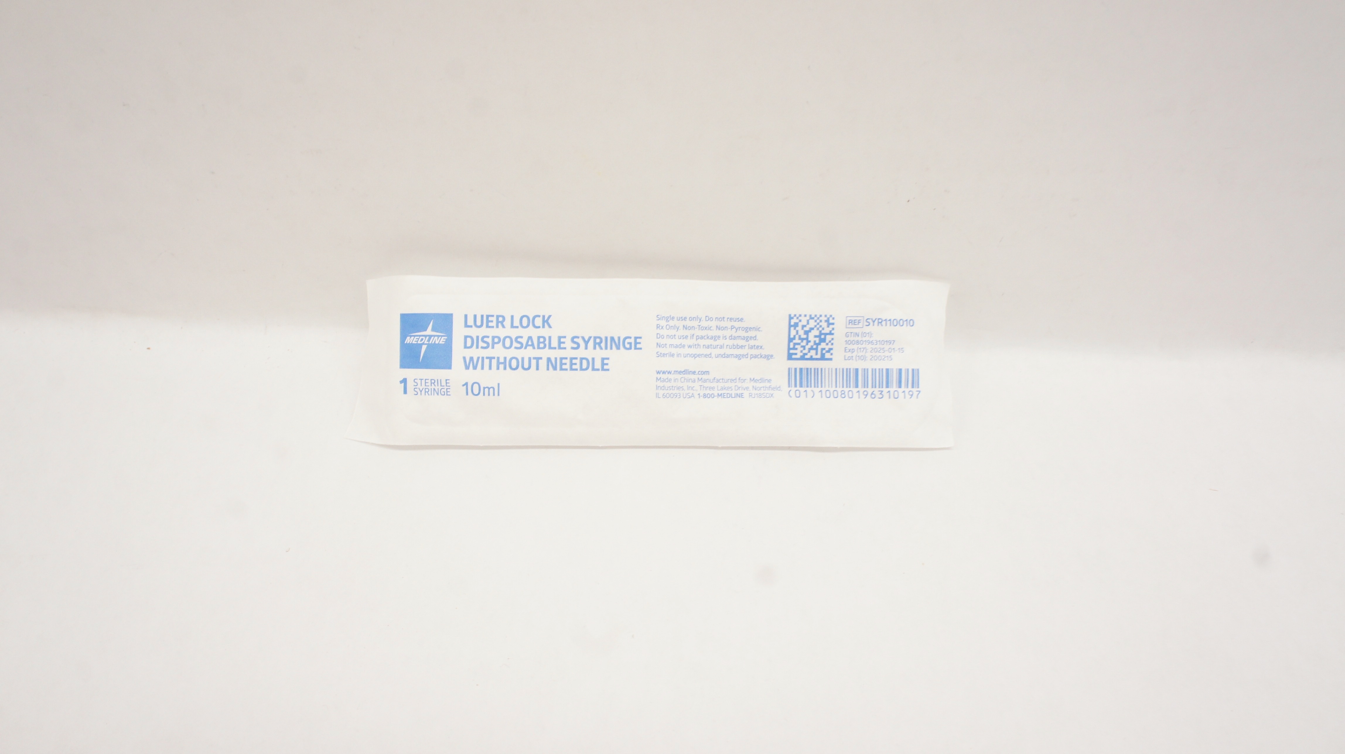 Medline SYR110010 Luer Lock Disposable Syringe Without Ndle 10mL
