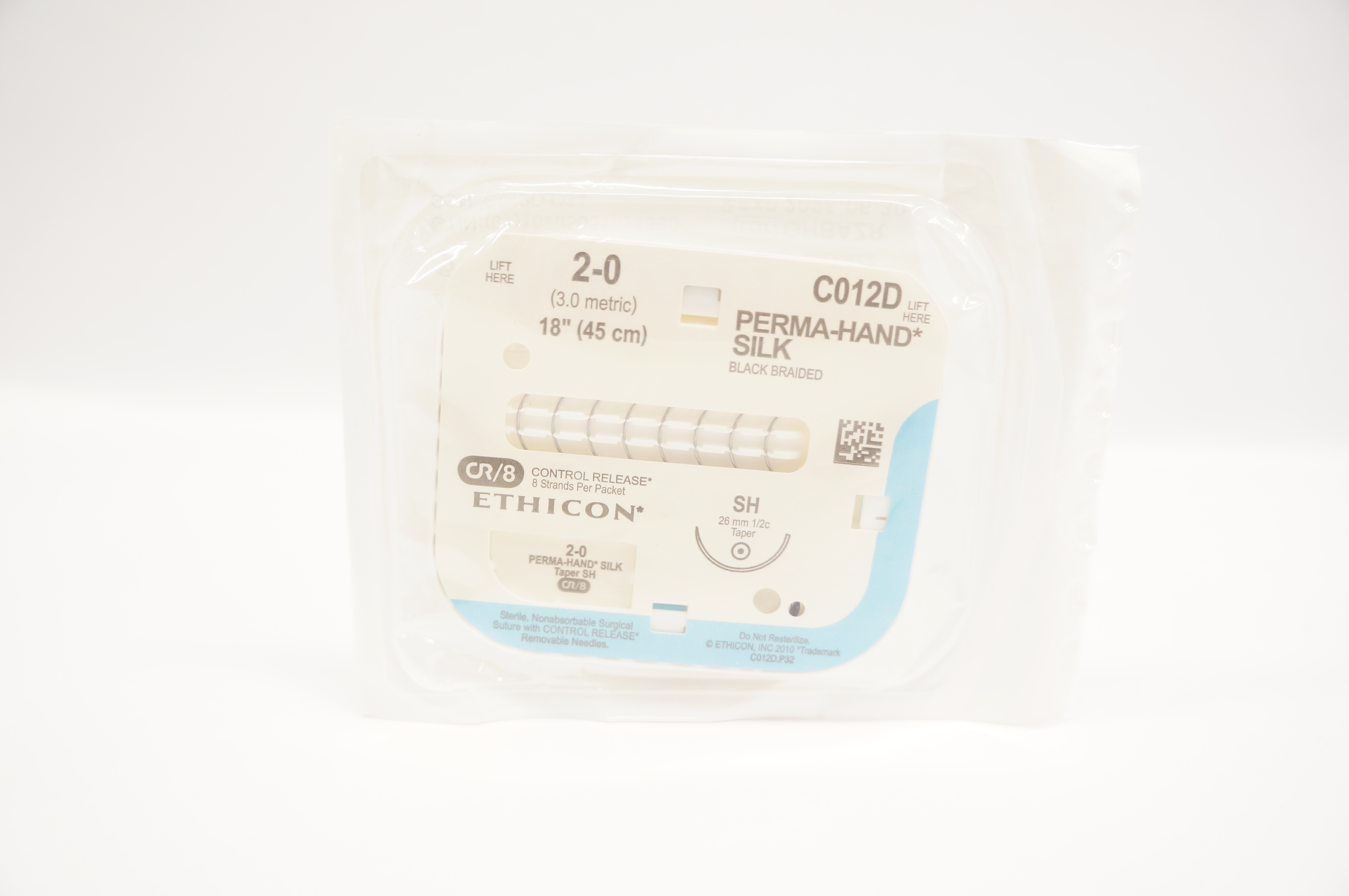 Ethicon C012D 2-0 Perma-Hand Silk, Surgical Stre SH 26mm 1/2c Taper, 18inch