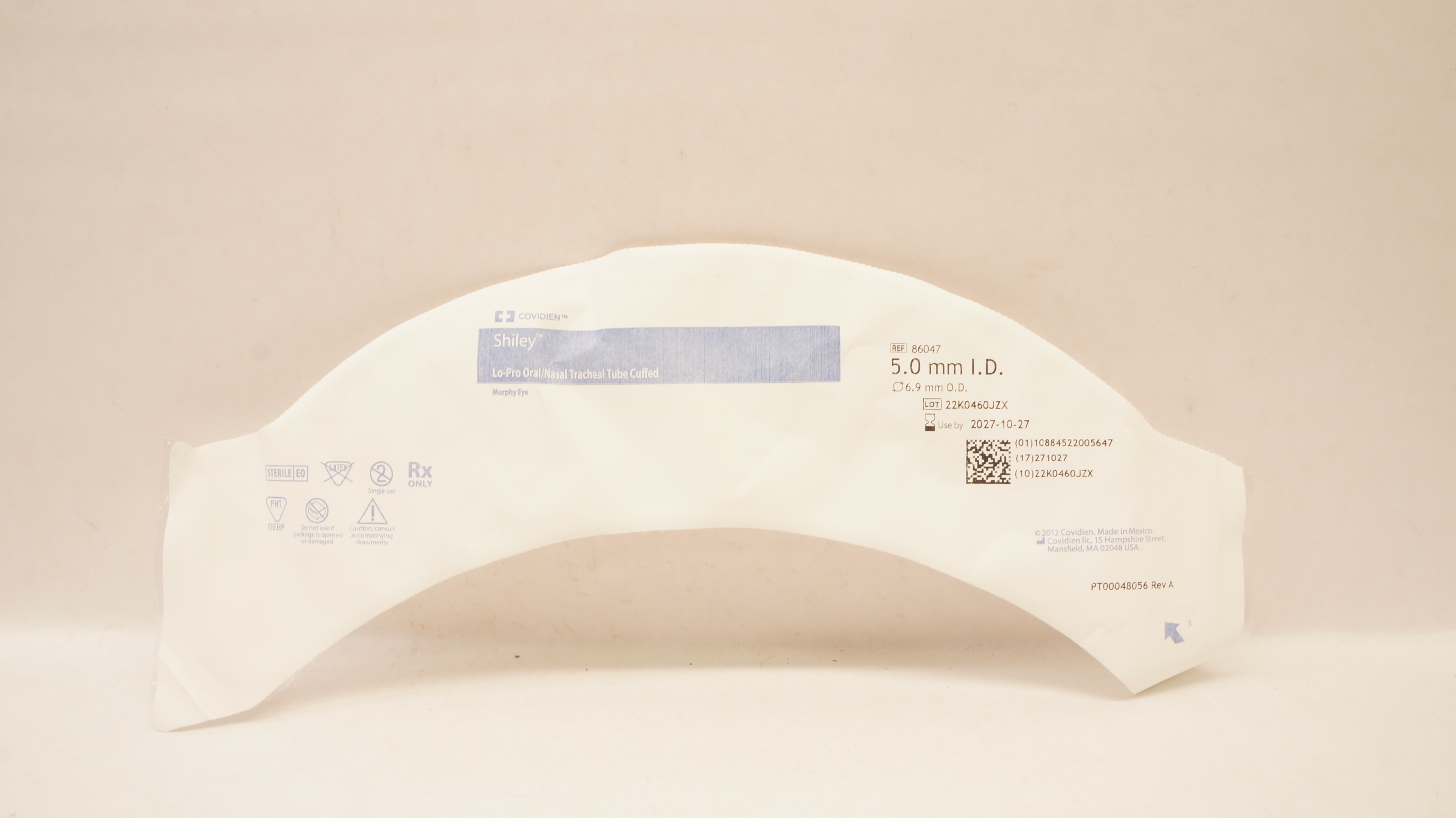 Covidien 86047 Shiley Lo-Pro Oral/Nasal Tracheal Tube Cuffed 5.0mm x 6.9mm
