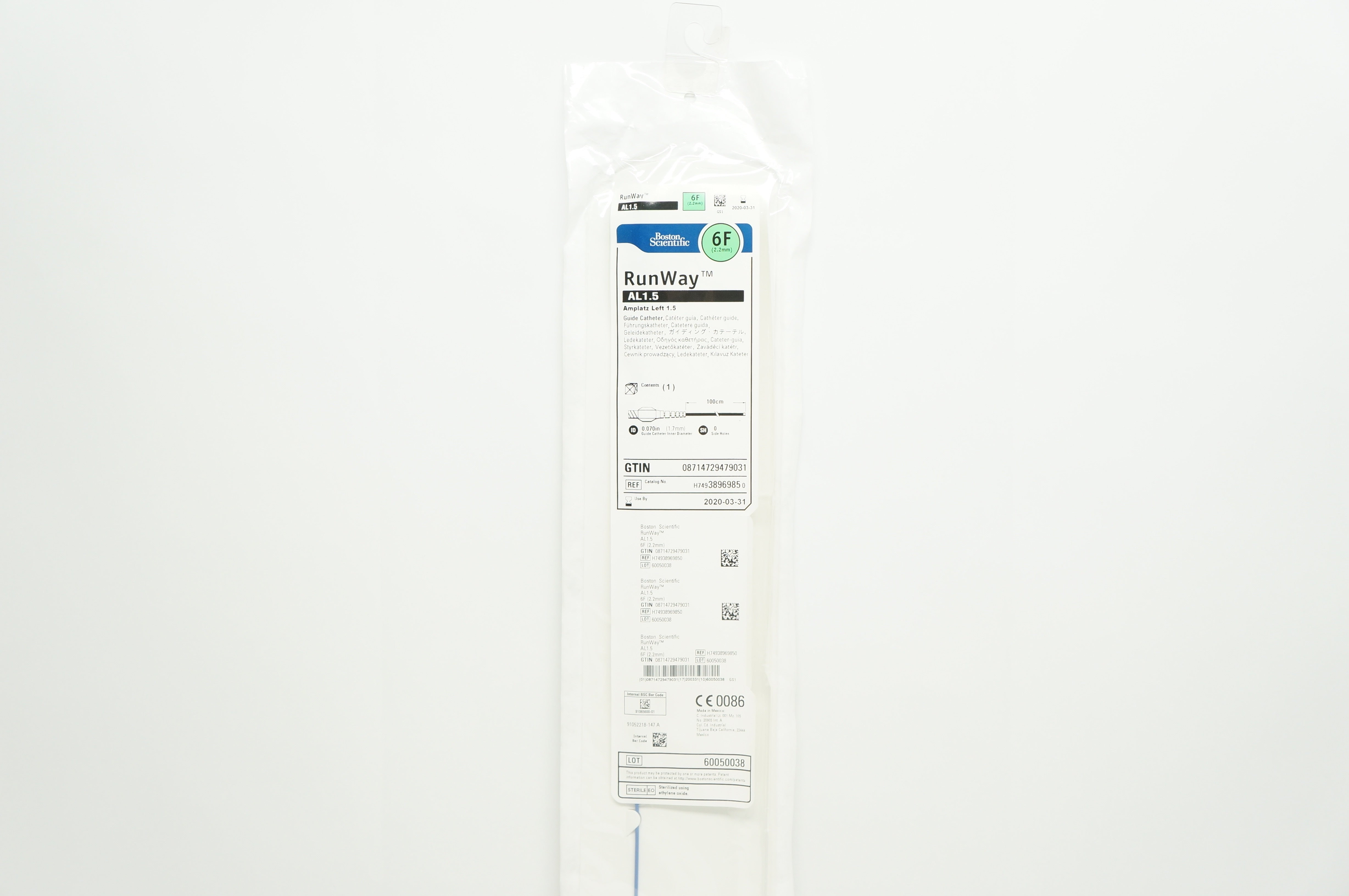 Boston Scientific 3896985 RubWay Guide Cath. AL1.5, 6F x 0.070inch (x)