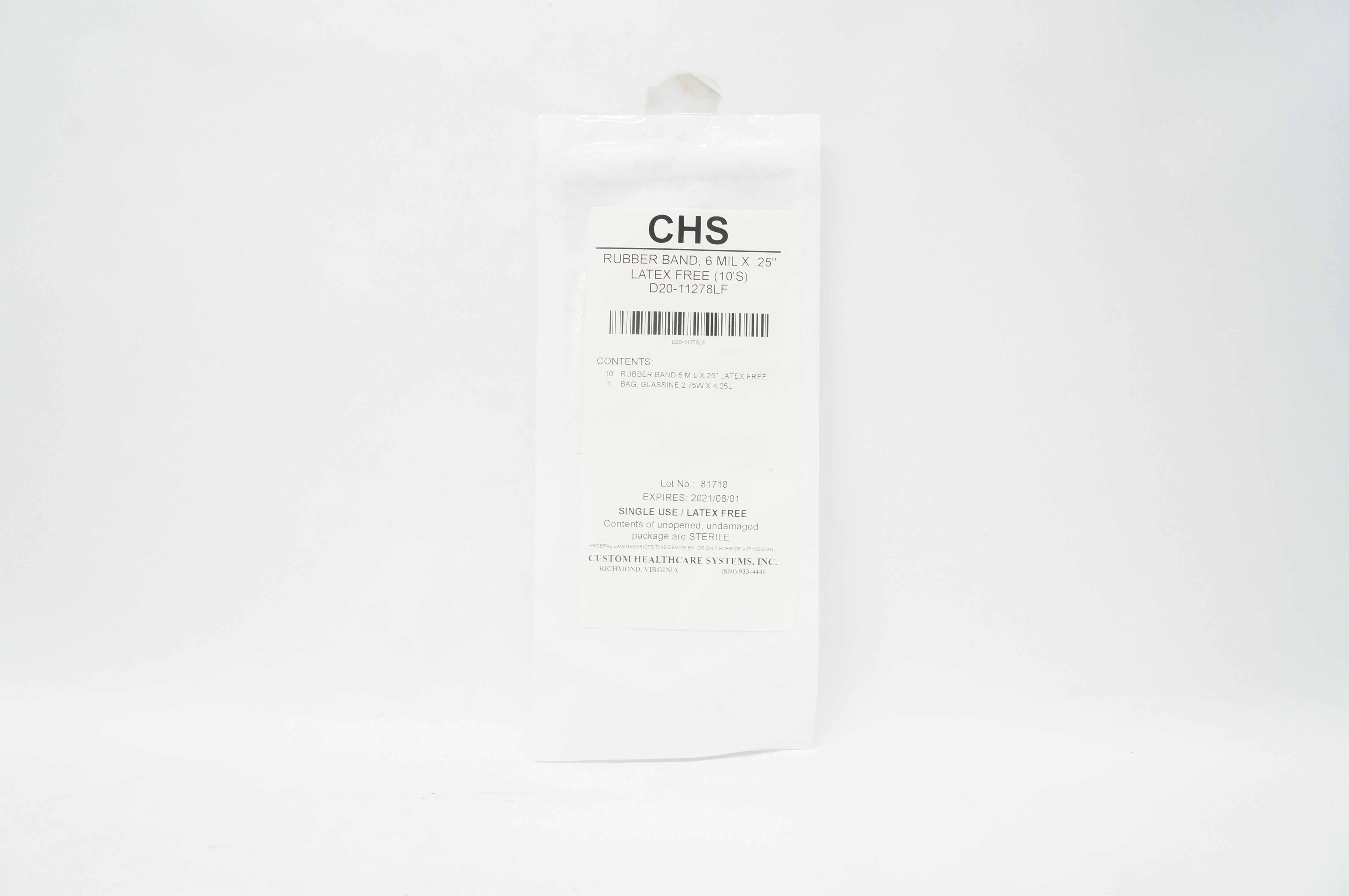CHS D20-11278LF Rubber Band 6 Mil x .25 inch