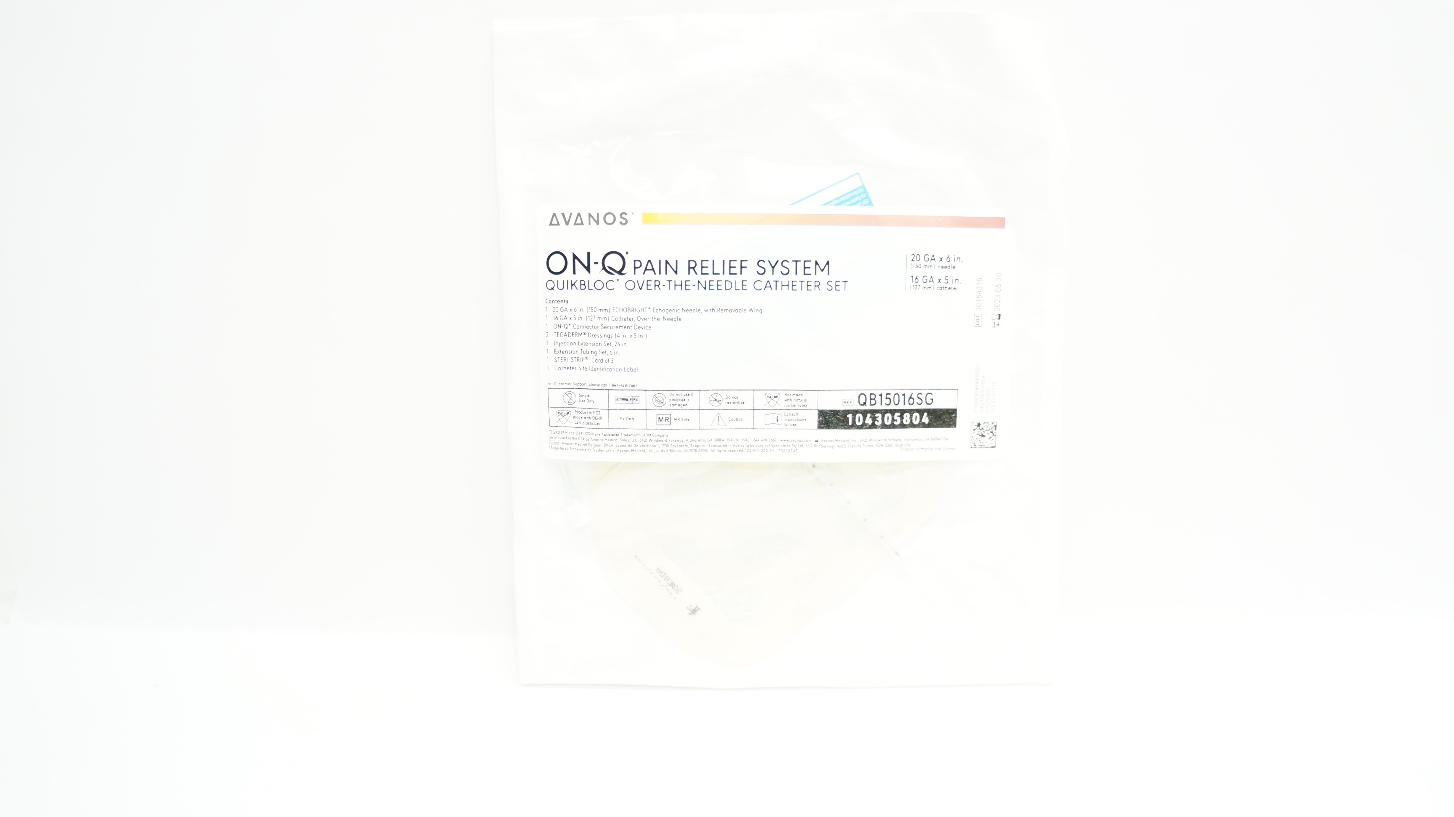 Avanos QB15016SGC Quikbloc Over-The-Ndle Cath. Set 20Ga x 6inch 16Ga x 5inch (x)